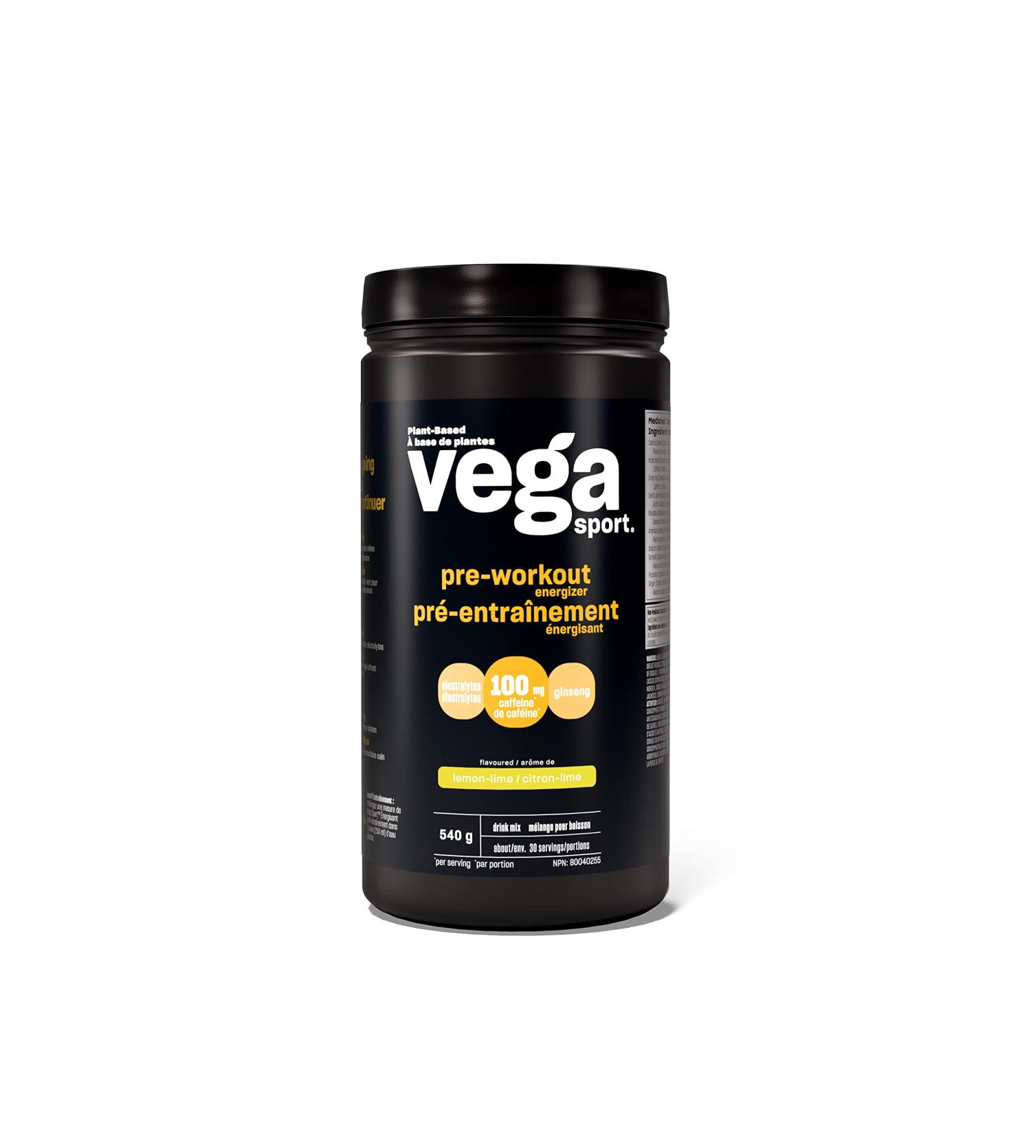 Vega Sport Pre-Workout Energizer Lemon Lime (30 Servings) Vegan Preworkout Energy Powder Gluten Free 100mg Caffeine Non GMO 550g (Packaging May Vary) Lemon Lime 540 g (Pack of 1) - Buy Online on GoSupps.com
