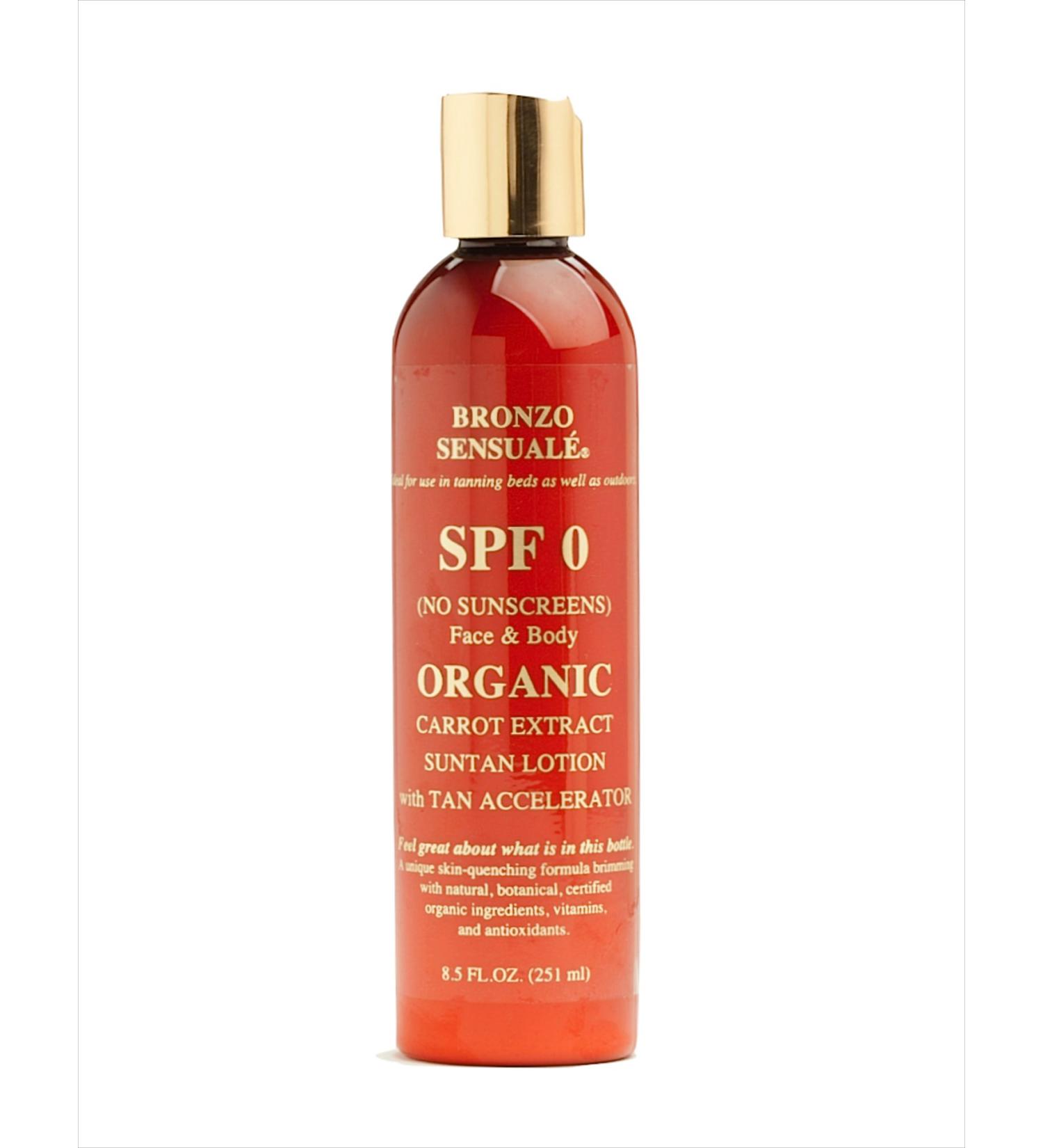 Bronzo Sensuale SPF 0 Organic Carrot Tanning Lotion 8.5 oz - Reef Safe Sun Care for Tanning Beds and Sun - Buy Online on GoSupps.com