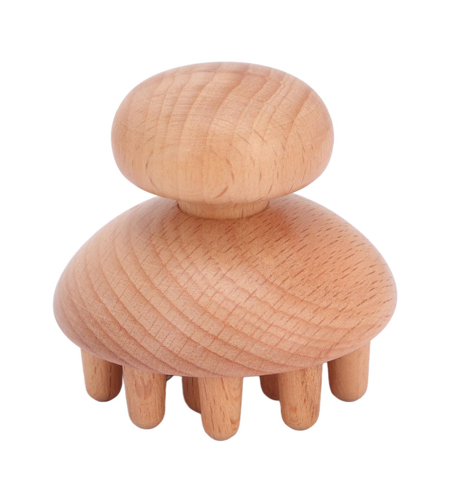 Jonlaki Wood Mushroom Massager - Portable Manual Massage Device for Head Waist Stomach & Thighs | Boost Blood Circulation & Clear Meridians | International Shipping Available - Buy Online on GoSupps.com