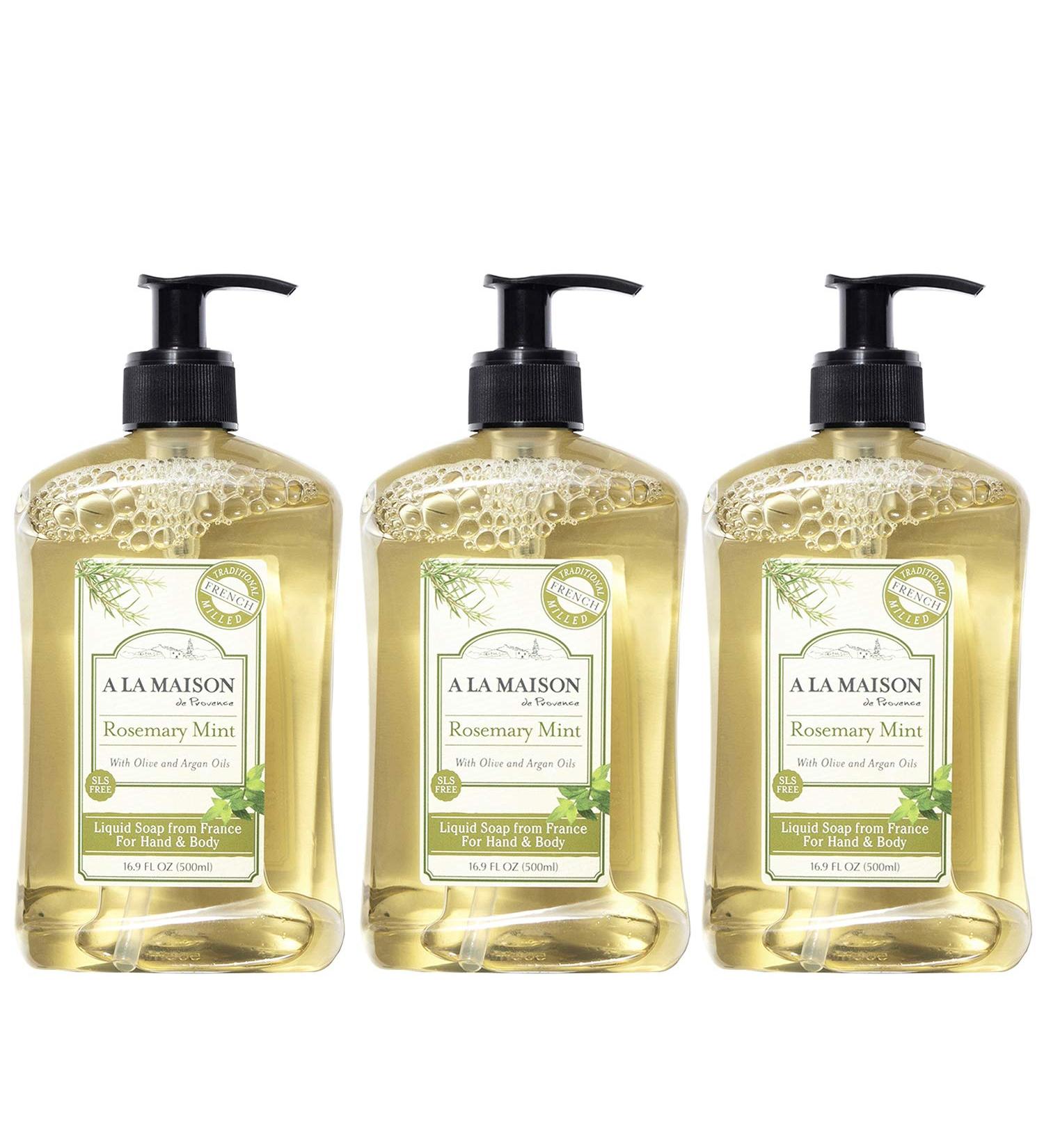 A La Maison Rosemary Mint Hand Soap (3 Pack) - 16.9 Fl Oz | Moisturizing, Natural & Gentle Liquid Soap - Buy Online on GoSupps.com