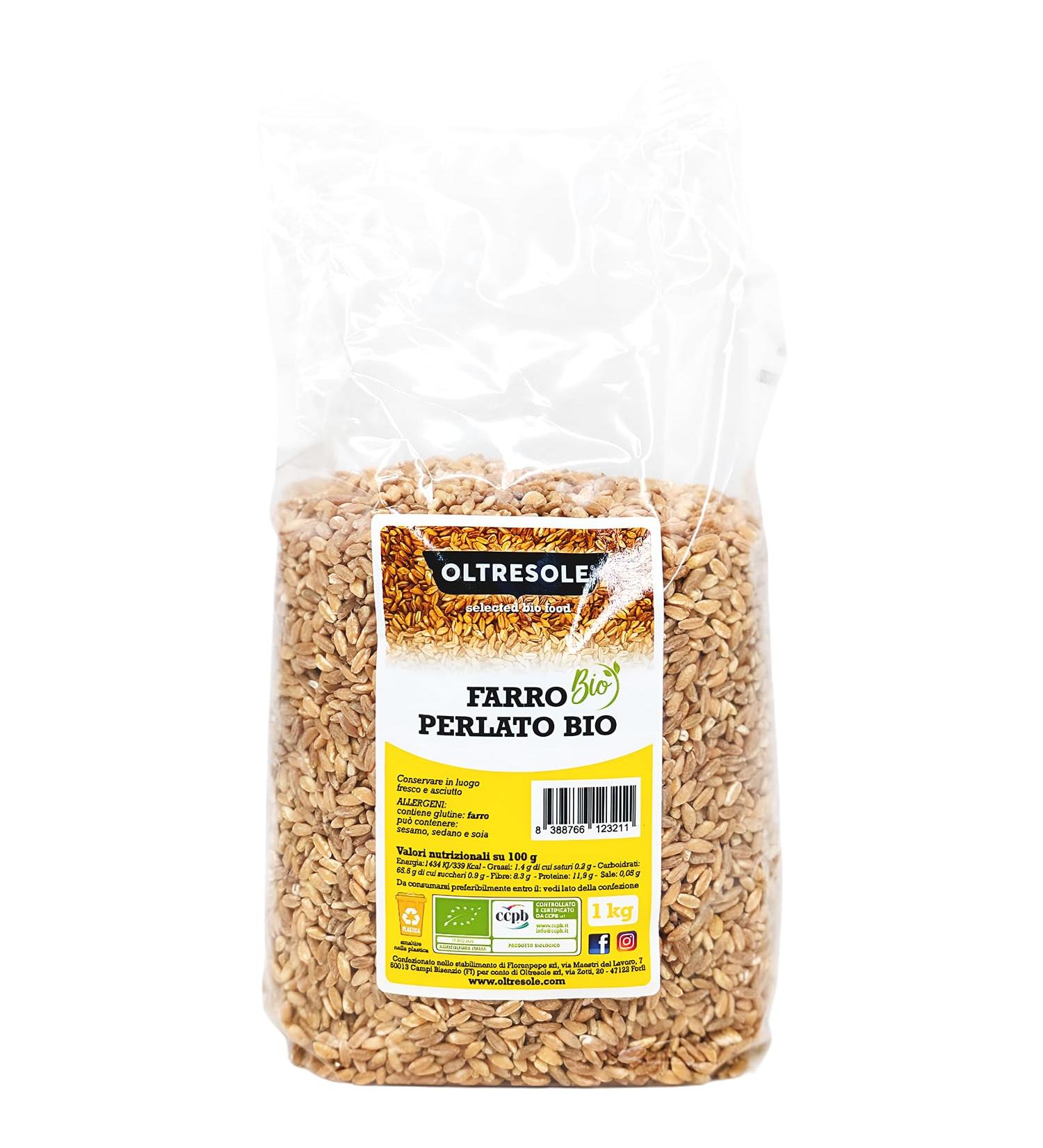 Oltresole - Organic Italian pearl spelt 1kg - Organic wheat rich in fiber and protein made in Italy ideal for sweet and sav - Buy Online on GoSupps.com