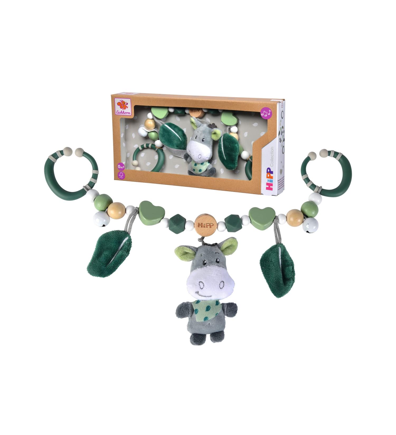 Eichhorn Baby Hipp Collection Car Chain - Plush Tank with Rattle Bells & FSC Certified Beech Wood - Ideal for Newborns - Multicolored Toy for Infants - Buy Online on GoSupps.com