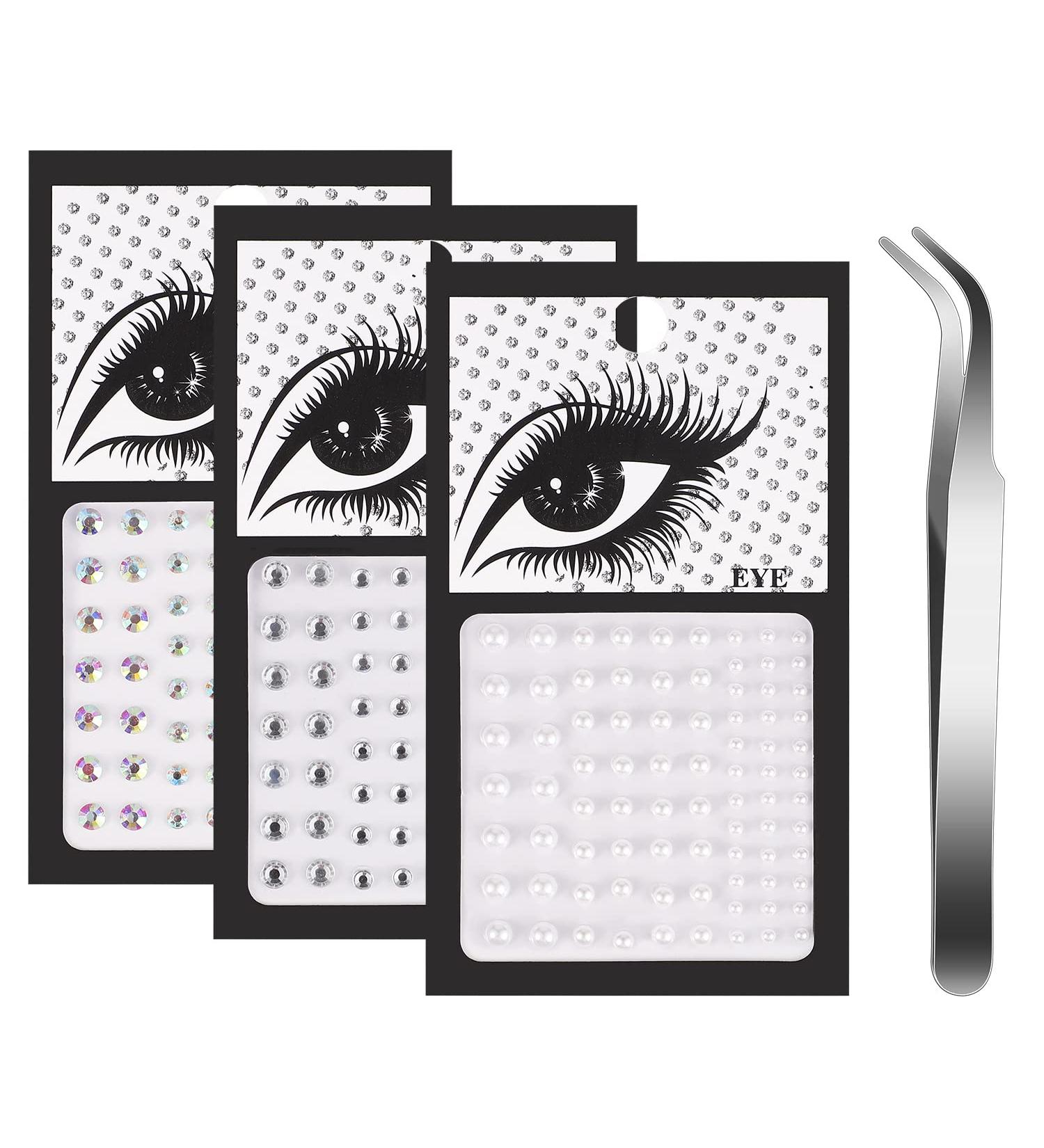 246 Pcs Self-Adhesive Face Gems & Eye Jewels | Acrylic Rhinestone Stickers with Tweezers | Makeup & Nail Body Gems for Women | 2mm, 3mm & 4mm Mixed Sizes - Buy Online on GoSupps.com