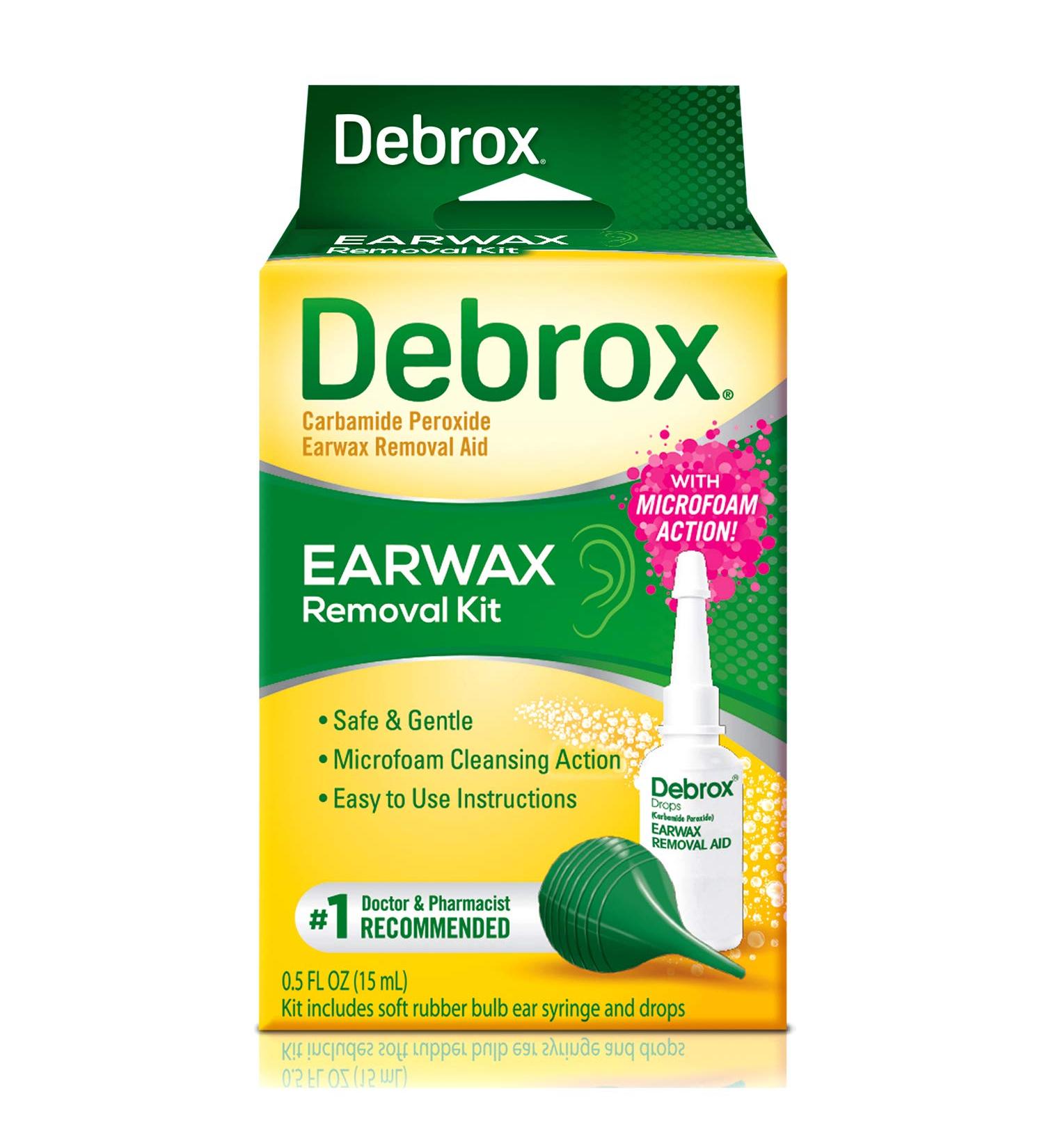 Debrox Earwax Removal Kit - 0.5 Oz Drops & Ear Syringe Bulb - Buy Online on GoSupps.com