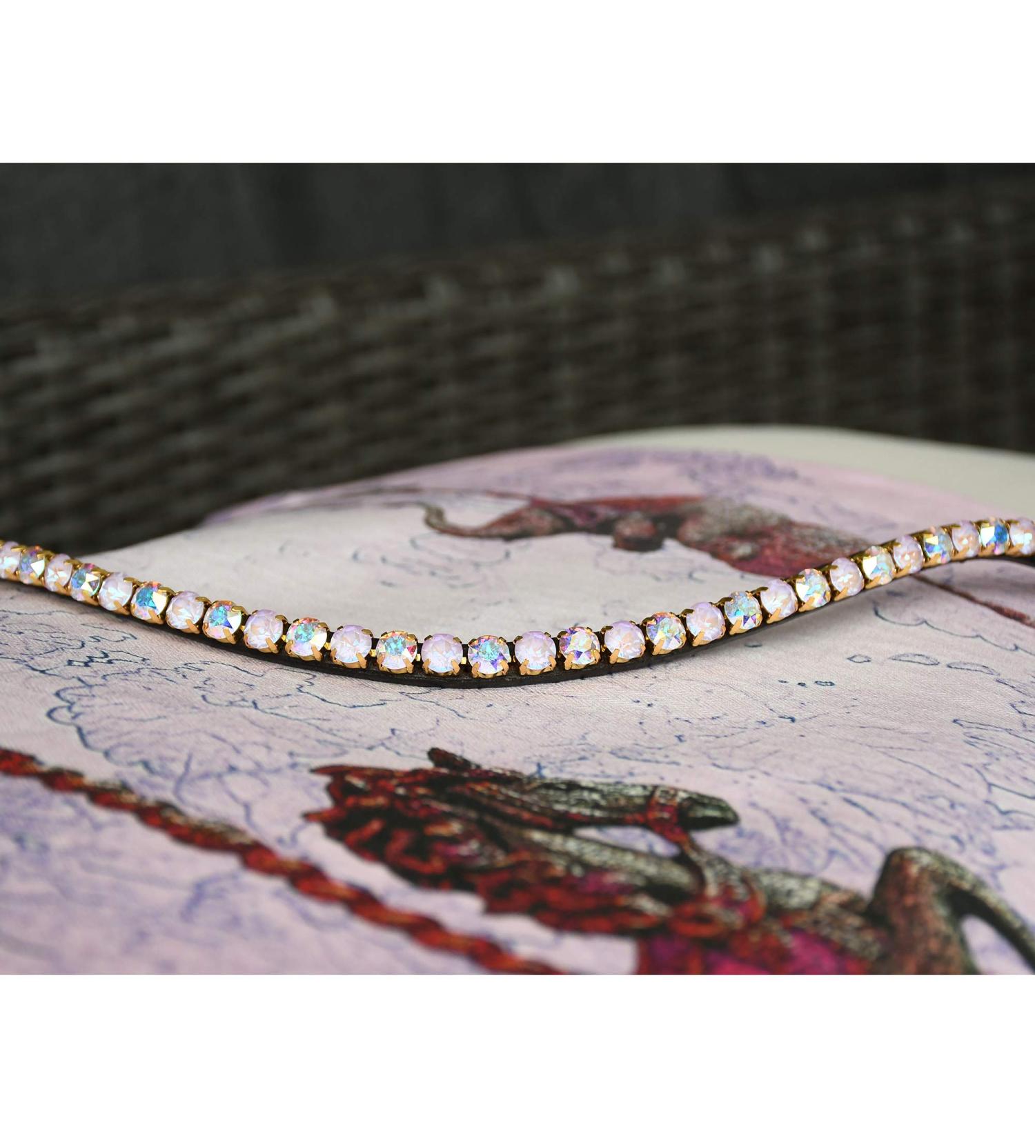 Happiness Hinge Front Strap 'Lavender' with Glitter Stones - Curved Shetty Leather in Dark Brown | International Shipping - Buy Online on GoSupps.com