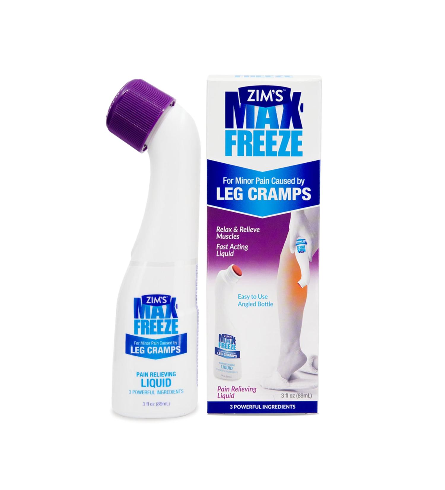 Zim's Max Freeze Leg Cramp Liquid - Quick Relief for Leg Cramp Pain - No Mess Applicator - 3oz - Buy Online on GoSupps.com
