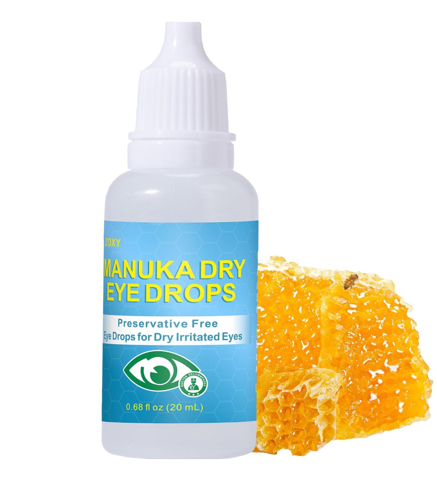 Netrca Manuka Honey Eye Drops Fast Relief for Eye Drops for Dry Eyes Long-Lasting Hydration Relieves Moderate to Severe Dry Eye Symptoms 0.68 FL OZ - Buy Online on GoSupps.com