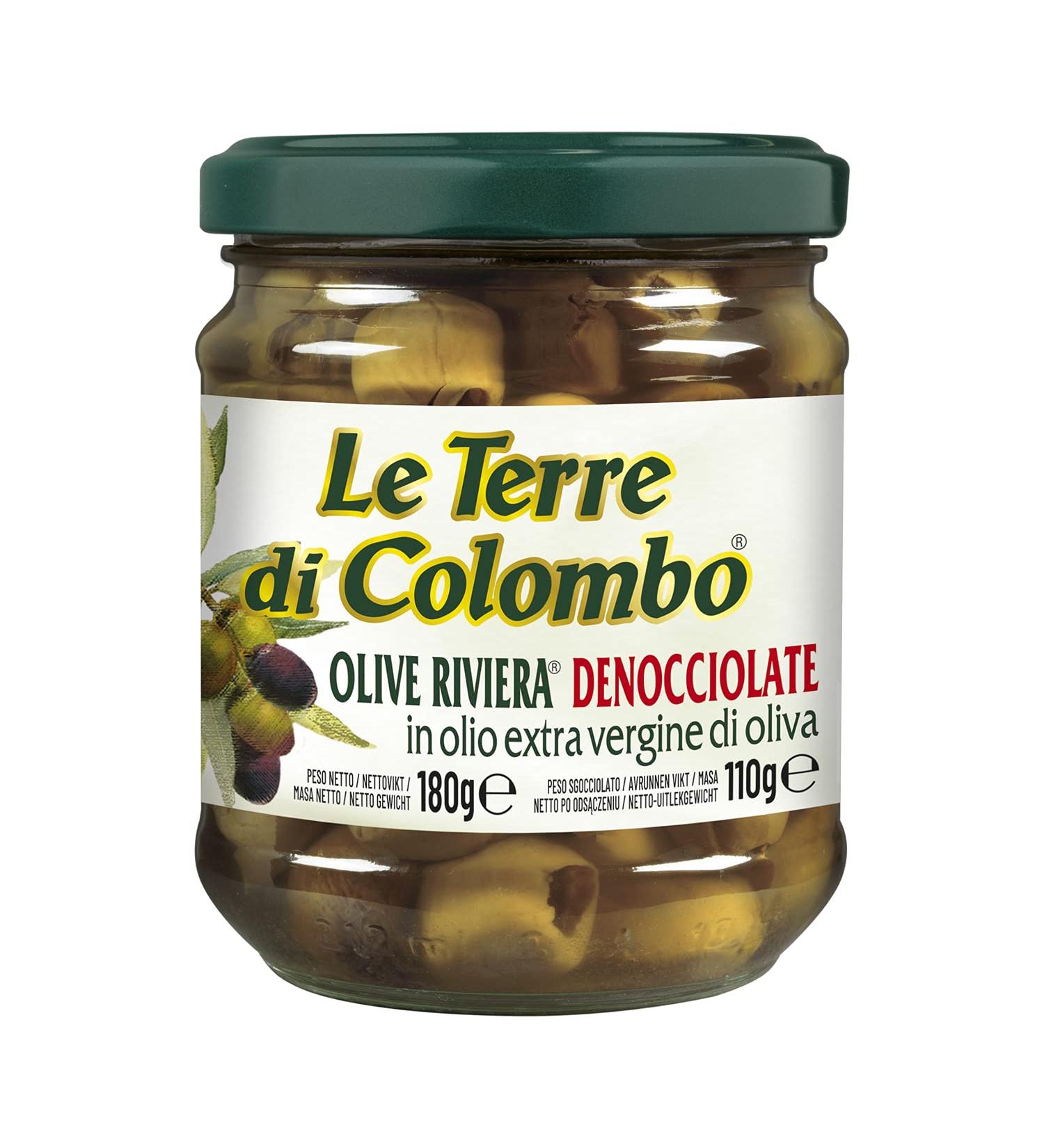 Buy Le Terre di Colombo Pitted Riviera Olives in Extra Virgin Olive Oil - 212ml (Pack of 6) | Premium Olives for International Shipping - Buy Online on GoSupps.com