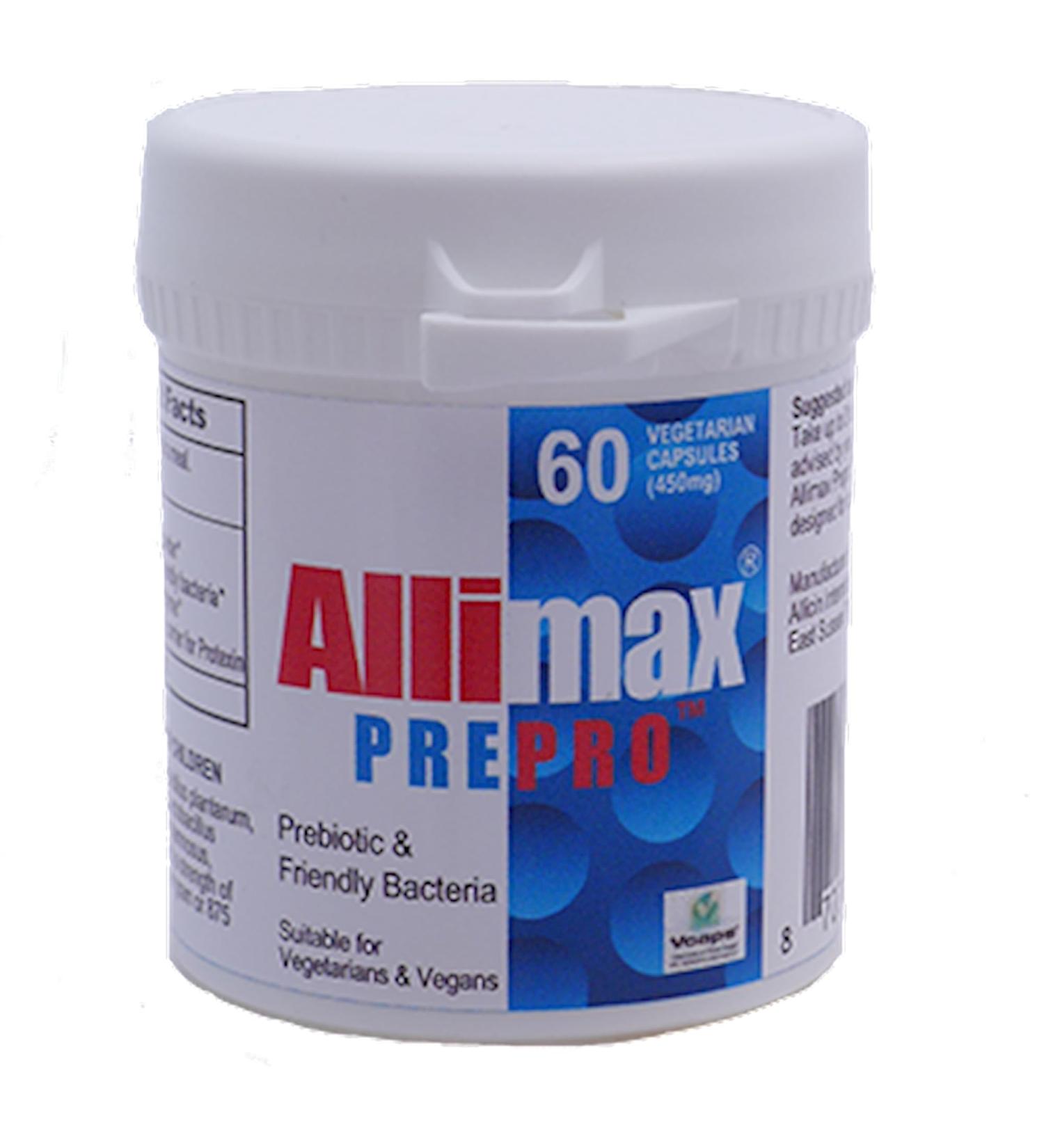 ALLIMAX Pre Pro - 60 Caps. Stabilized allicin Plus prebiotics probiotics and Digestive enzymes.