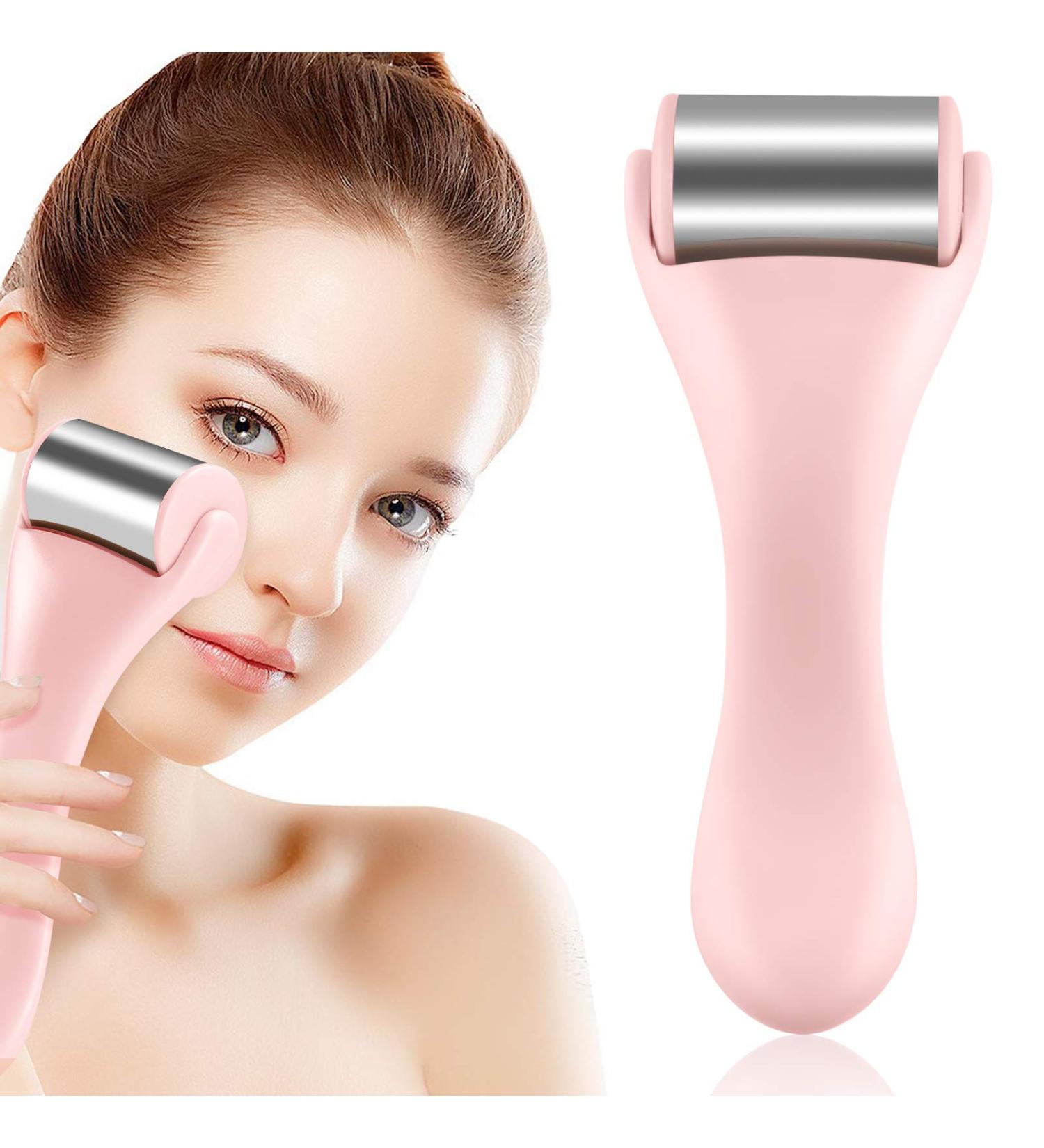 Ice Roller For Face & Eye Puffiness Relief Skin Care Ice Roller Relief Pain Stainless Steel Cold Facial Roller Face Massager (Pink) - Buy Online on GoSupps.com
