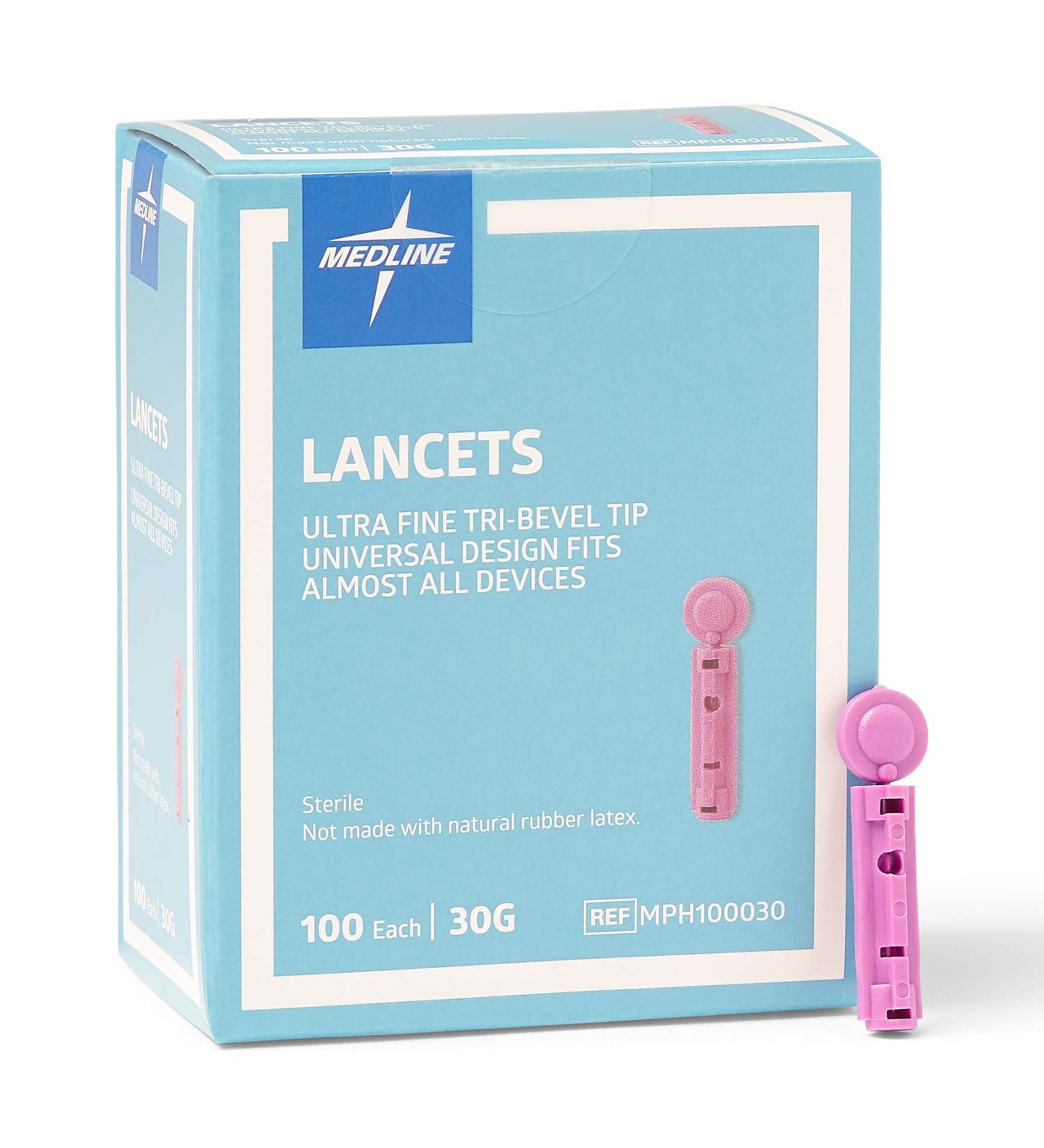 Medline General Purpose Lancet 30G - Box of 100 | Compatible with Universal Lancing Devices - Buy Online on GoSupps.com