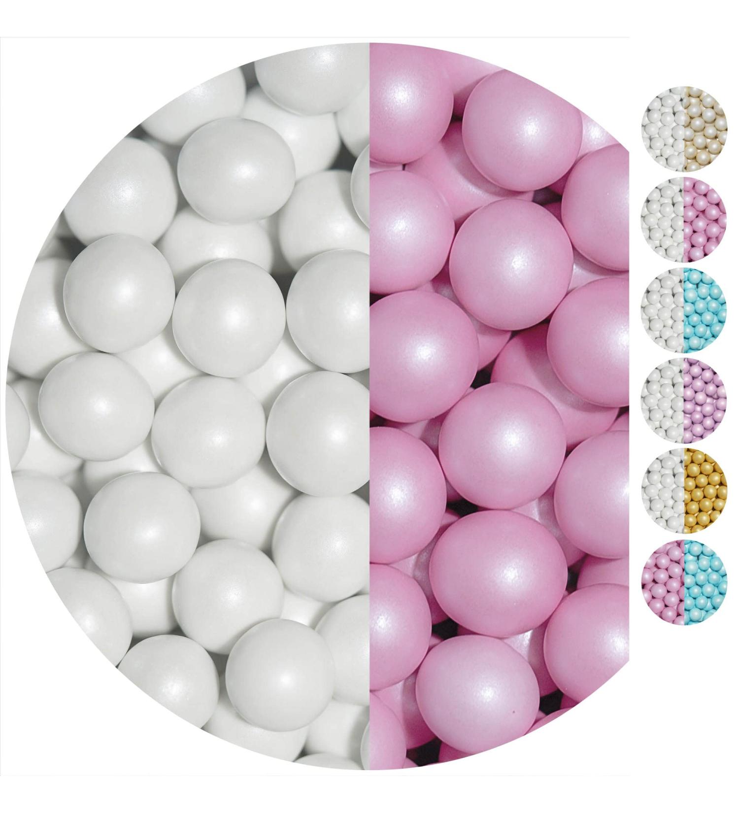 One-ein 700g Crispy Chocolate Operlen Mix | White-Pink Pearl-Gloss Chocolate Balls for Weddings Baptisms & Communions - Elegant Guest Gifts & Candy Bar Decor - Buy Online on GoSupps.com