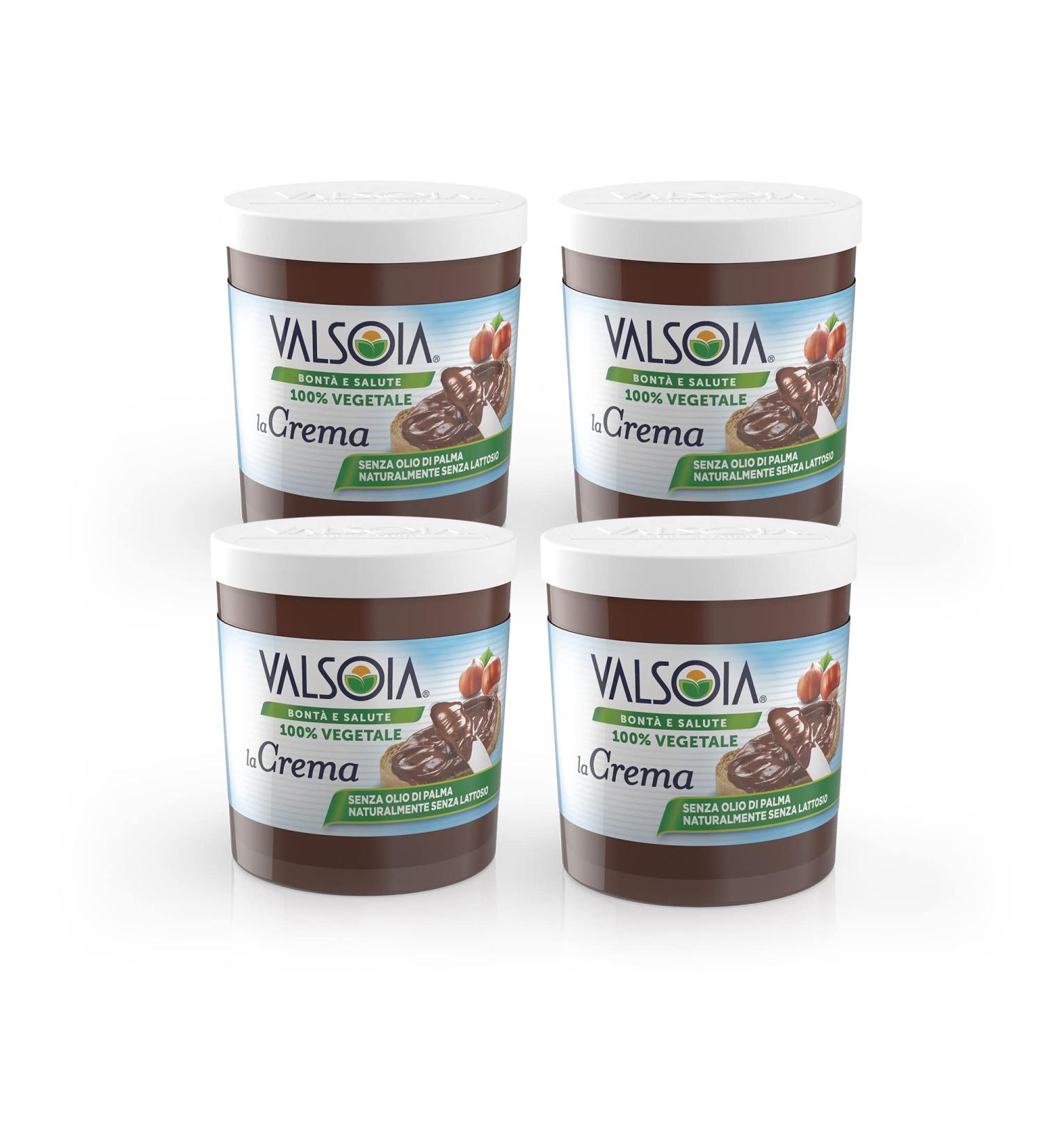 Valsoia - Vegetable cream with hazelnuts 100% vegetable rich in fiber gluten free and palm oil of course lactose free also ideal for vegans vegetarians and celiacs 4 packs of 200g - Buy Online on GoSupps.com