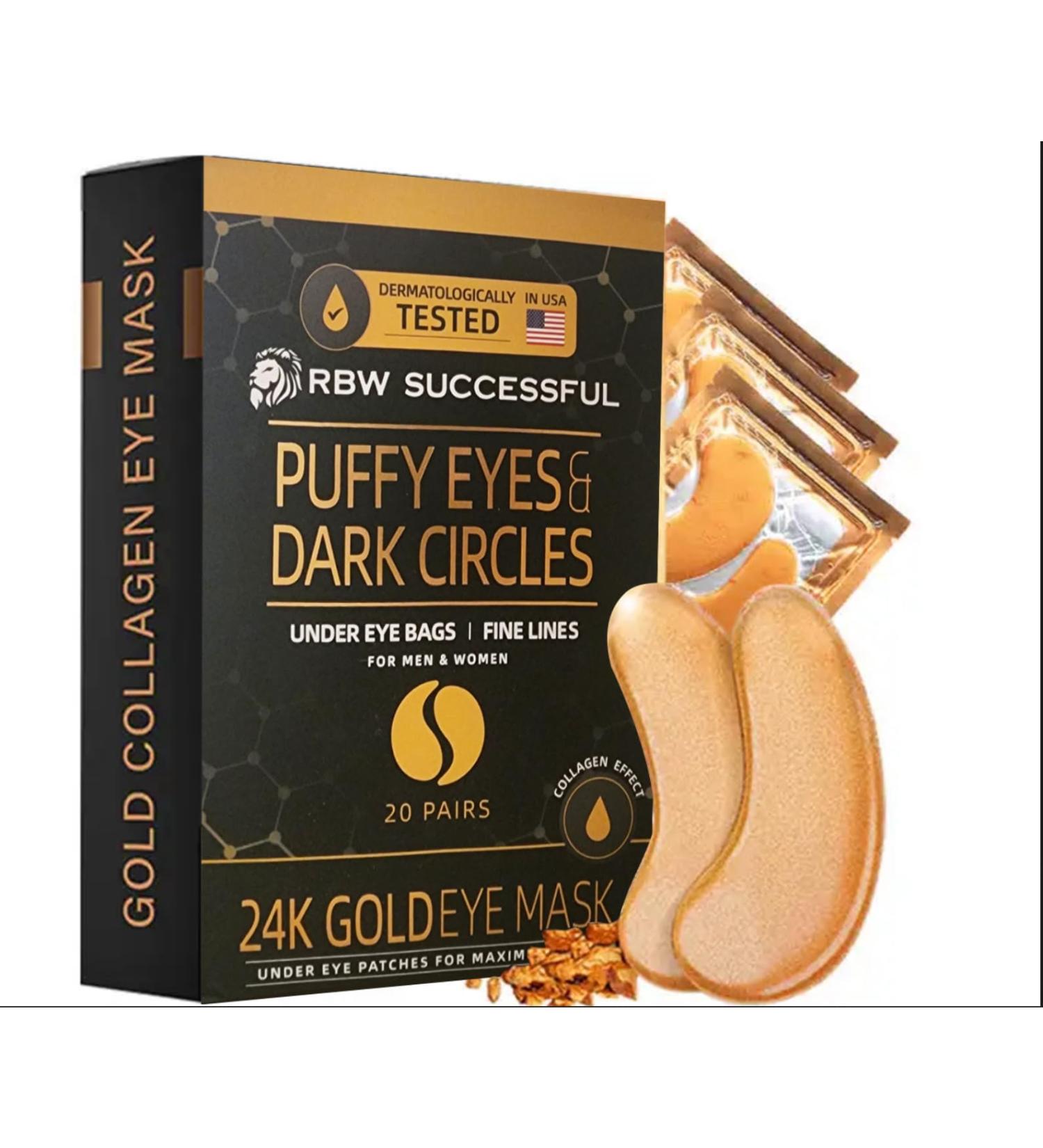 RBW 24k Gold Under Eye Patches - Reduce Dark Circles Puffiness & Wrinkles - Hydrating Hyaluronate Eye Masks - 20 Pairs for Rejuvenating Treatment for Men & Women - Buy Online on GoSupps.com