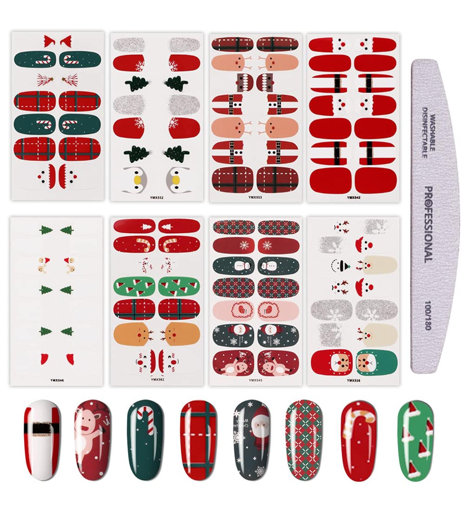 Shop Ebanku 8 Sheet Christmas Nail Stickers - Self-Adhesive Snowman & Snowflake Wraps for Women & Girls | Includes Nail File - Buy Online on GoSupps.com