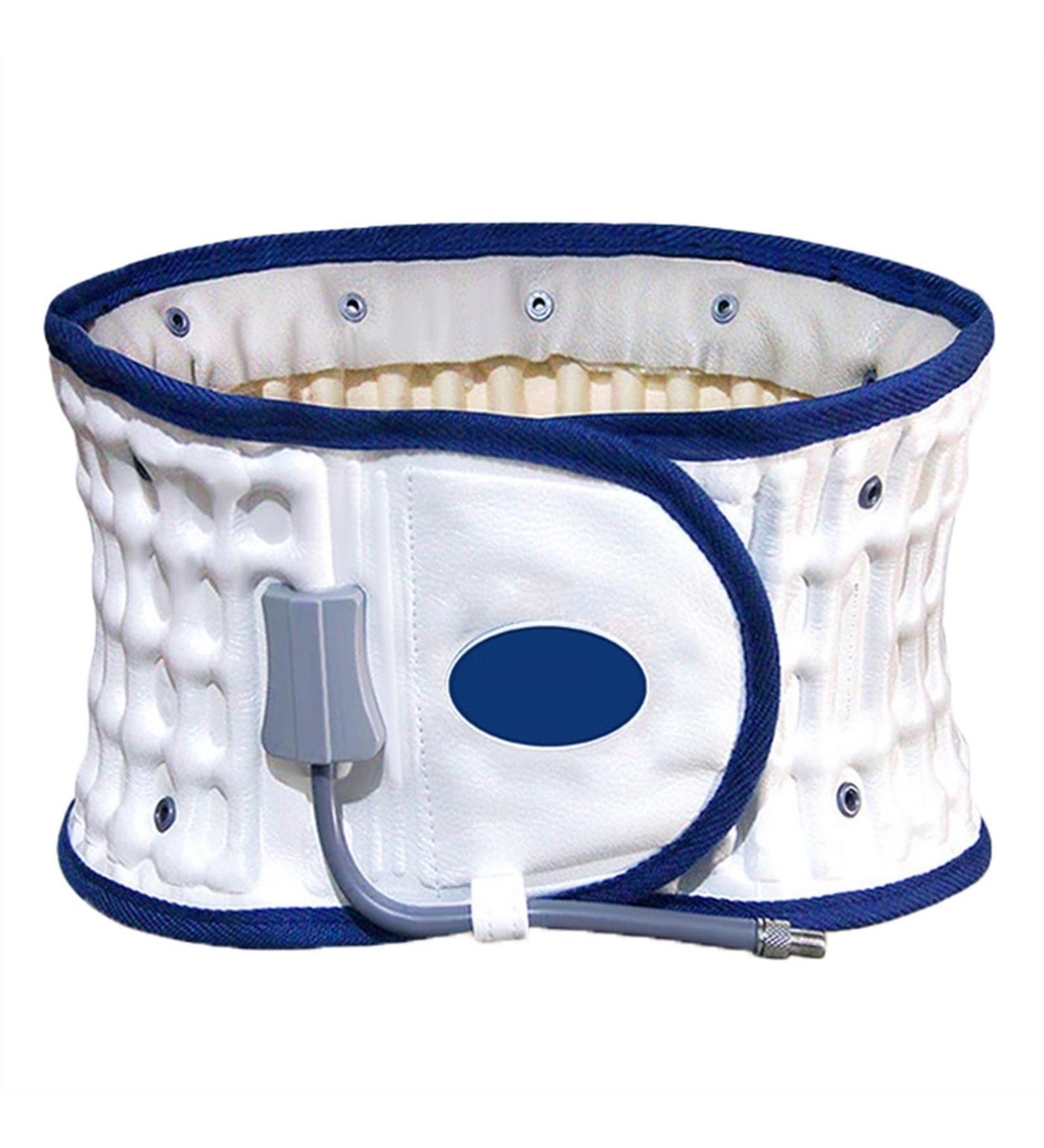 Alkani Adjustable Lumbar Support Belt with Pillow Pad - Back Pain Relief & Air Massage for Lower Back (White) - Buy Online on GoSupps.com