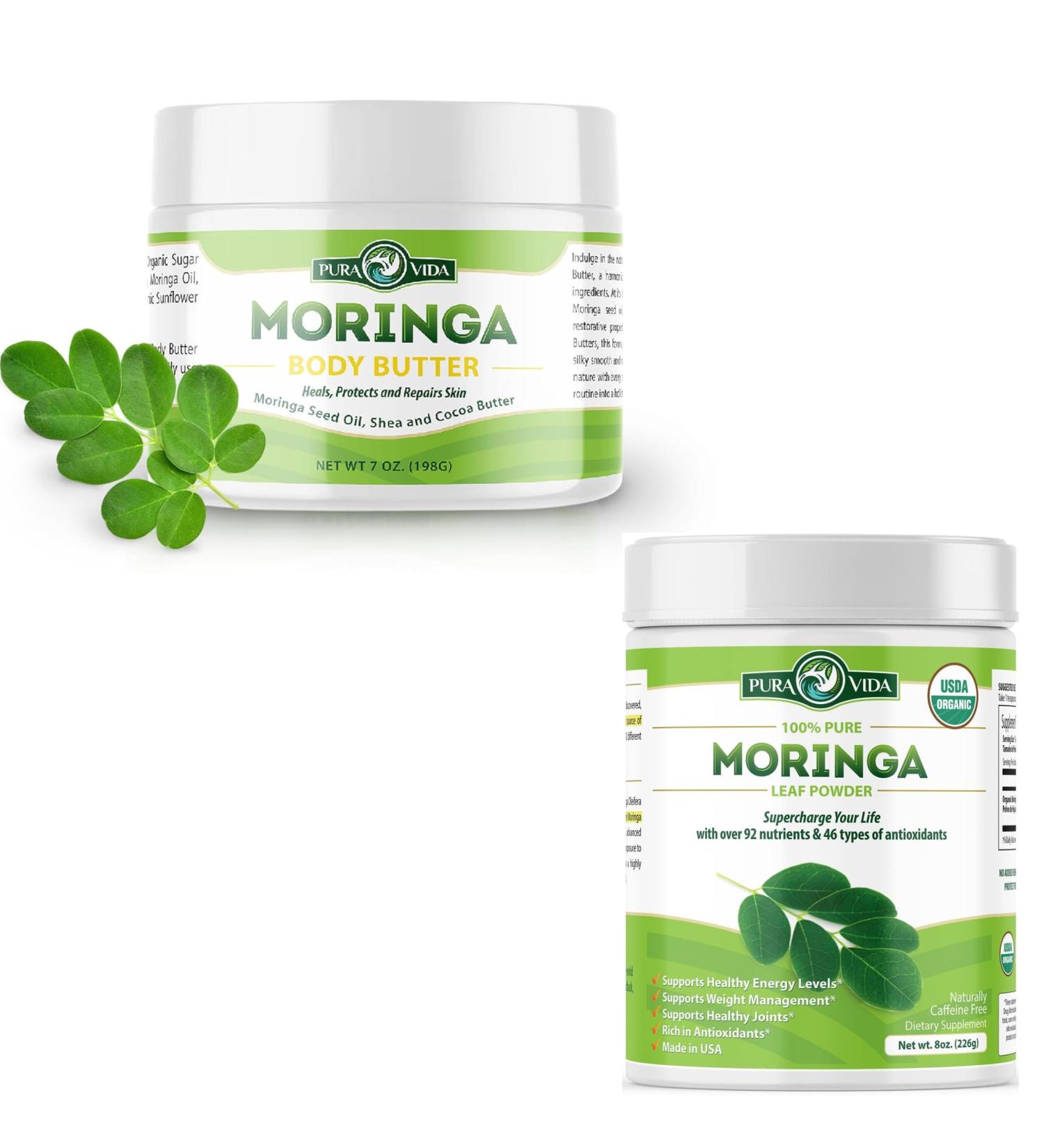 100% Natural Ingredients Moringa Oil Body Butter for Dry Skin with Vitamin A C And Moringa Powder Organic Single Origin - Premium 100% Leaf Powder USDA Organic - Buy Online on GoSupps.com