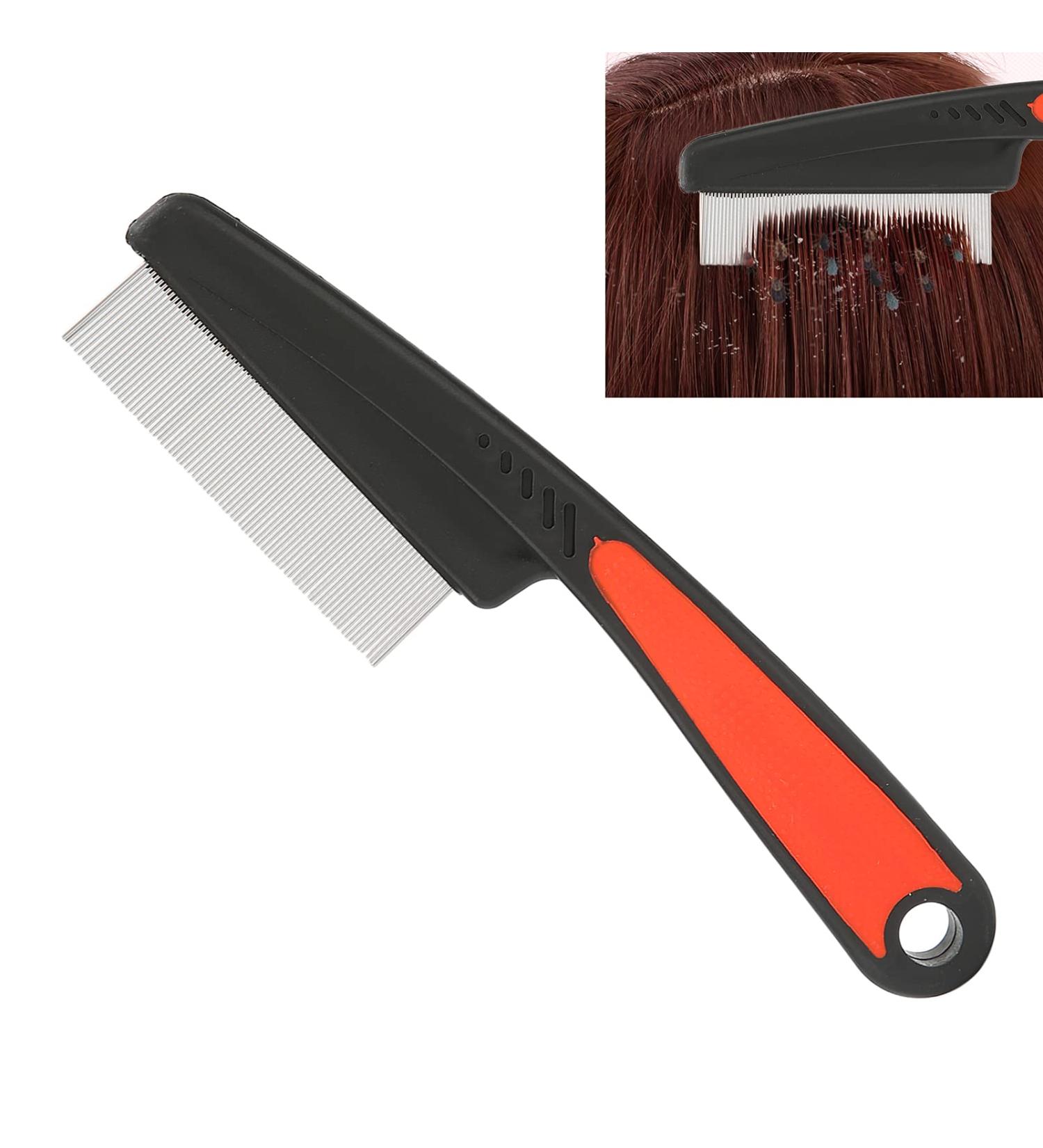 Premium Stainless Steel Lice Comb for Head Lice Removal - Fine Tooth Nit & Flea Comb for Dogs and Cats Non-Slip Grip - Buy Online on GoSupps.com