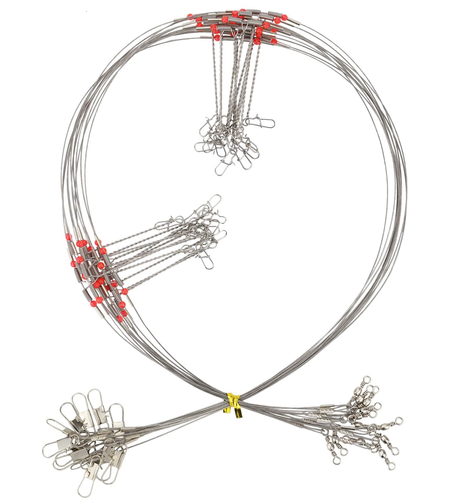 Avlcoaky Saltwater Bottom Rigs 12pcs - Surf Fishing Steel Leaders with Swivels and Snaps - Buy Online on GoSupps.com