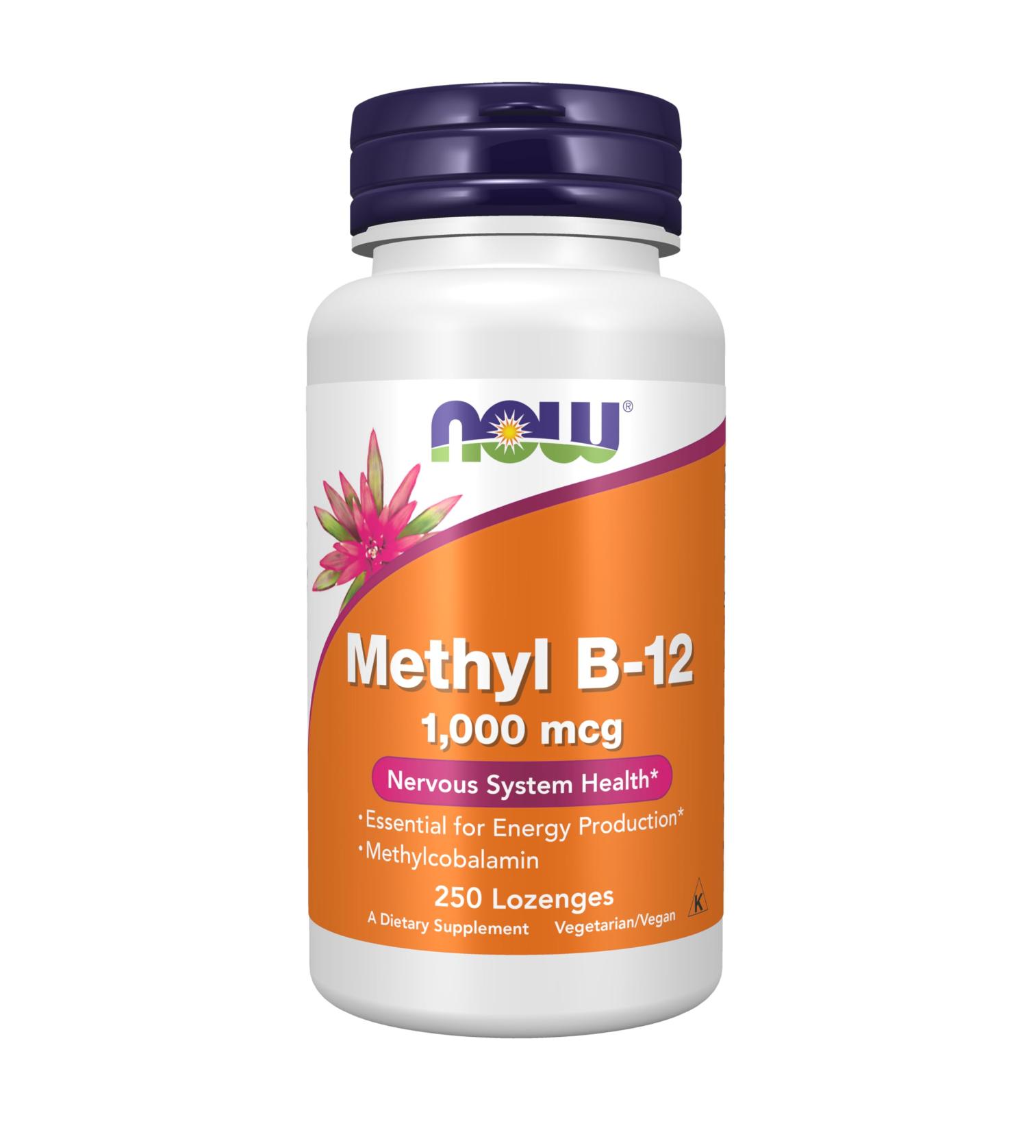 Now Supplements Methyl B-12 (Methylcobalamin) 1 000 mcg Nervous System Health* 250 Lozenges - Buy Online on GoSupps.com