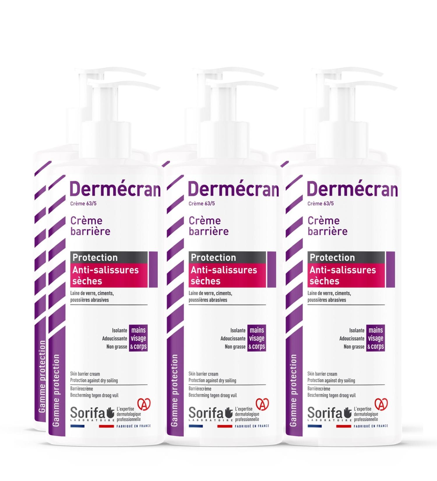  SORIFA Pack of 6 Derm cran Barrier cream - Protection AGAINST DRY SOILS Glass wool cement - dust Hands face and body High tolerance 500 ml pump bottle. - Buy Online on GoSupps.com
