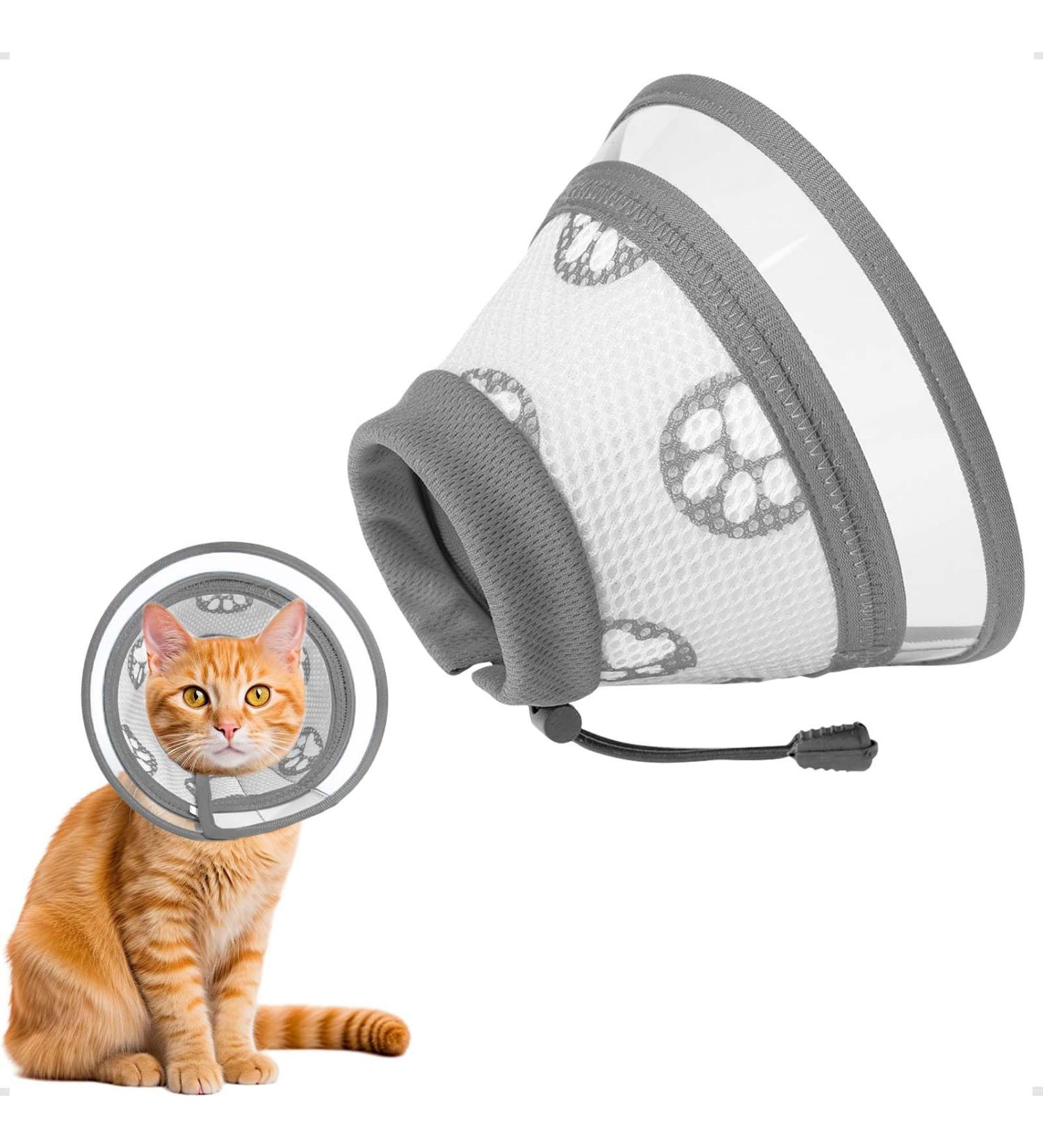 Ohcozzy Adjustable Sore Crane Cat Collar - Transparent Window Breathable Soft Design Anti-Lull Pet Protective Collar (M Gray) - Best for Post-Op Recovery - Buy Online on GoSupps.com