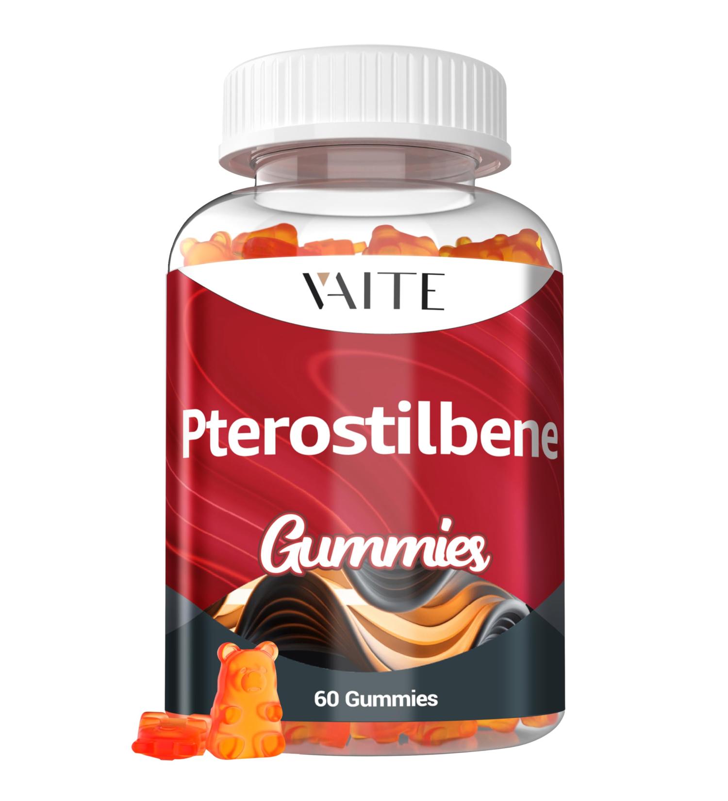 Pterostilbene Supplement Gummies 250mg - Supports Powerful Antioxidant for Skin Radiance & Longevity Formula Support Cognitive & Cellular Protection Vegan Non-GMO Soy-Free 60 Chewables - Buy Online on GoSupps.com