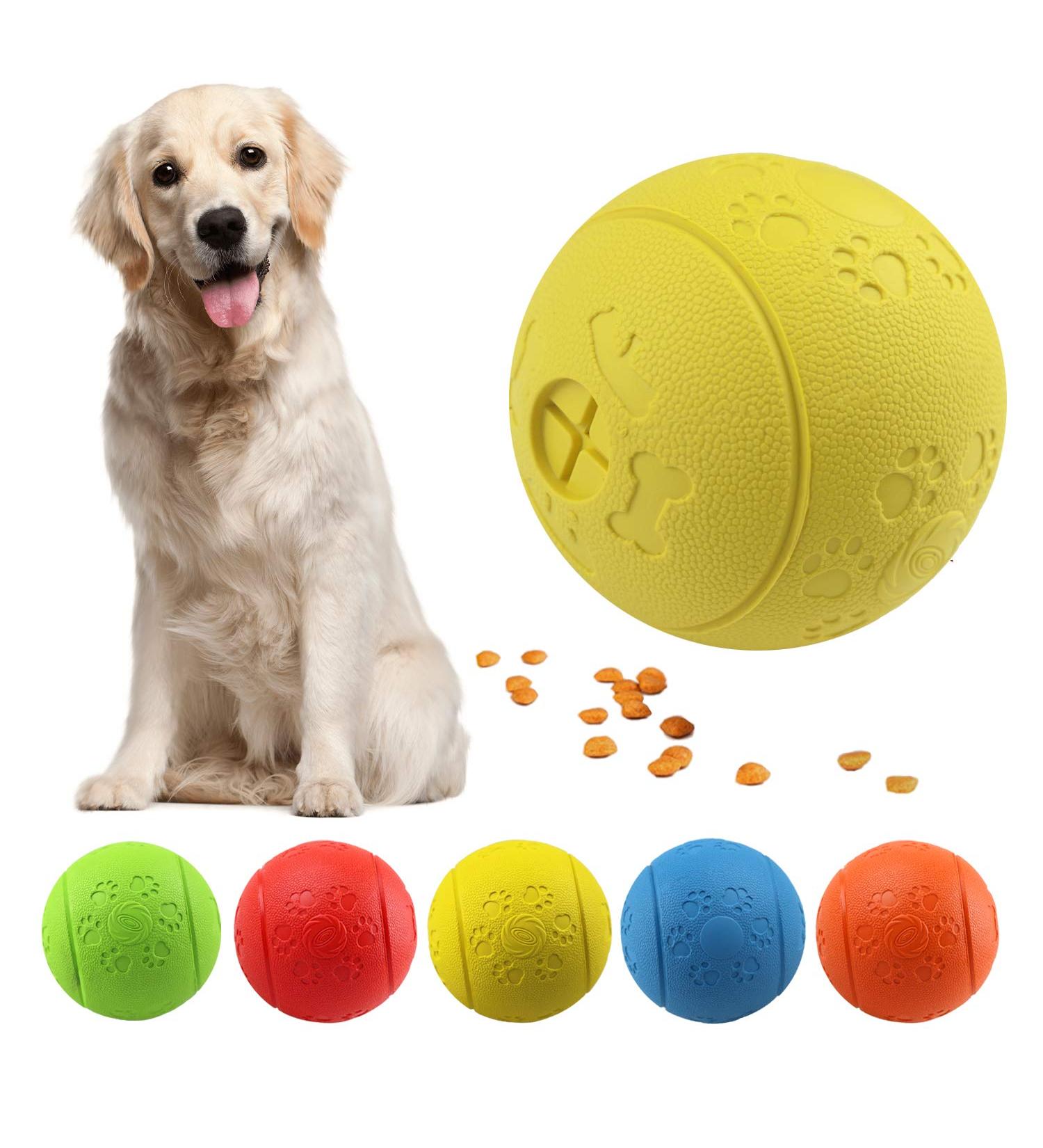 Mekeet Dog Ball Snackball - Non-Toxic Rubber IQ Training Treat Toy for Dogs - Yellow - Buy Online on GoSupps.com