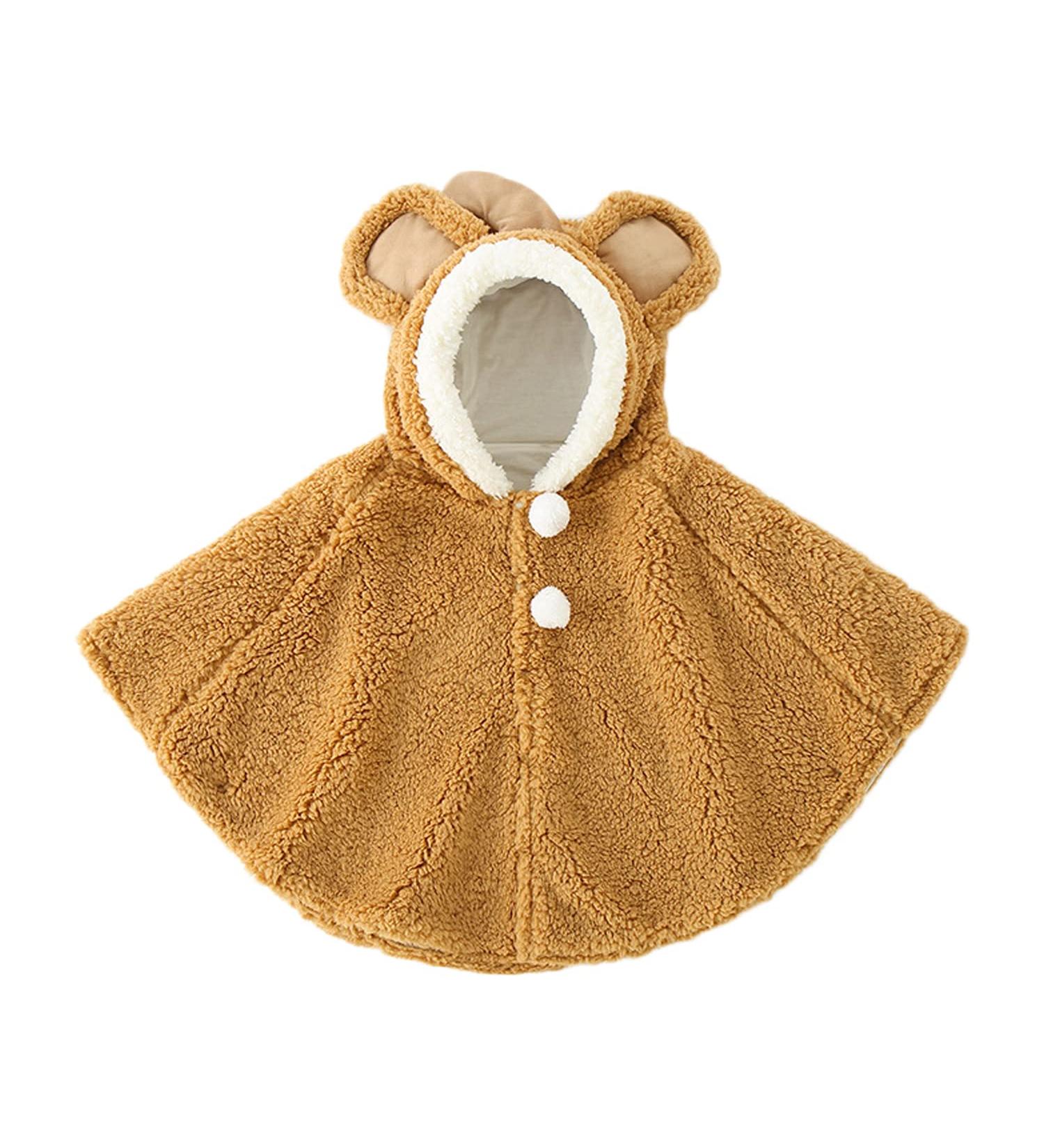 ITODA Toddler Winter Fleece Hooded Poncho Cape | Warm Outwear Jacket for Girls Boys (0-3 Years) | Khaki, 24 Months - Buy Online on GoSupps.com