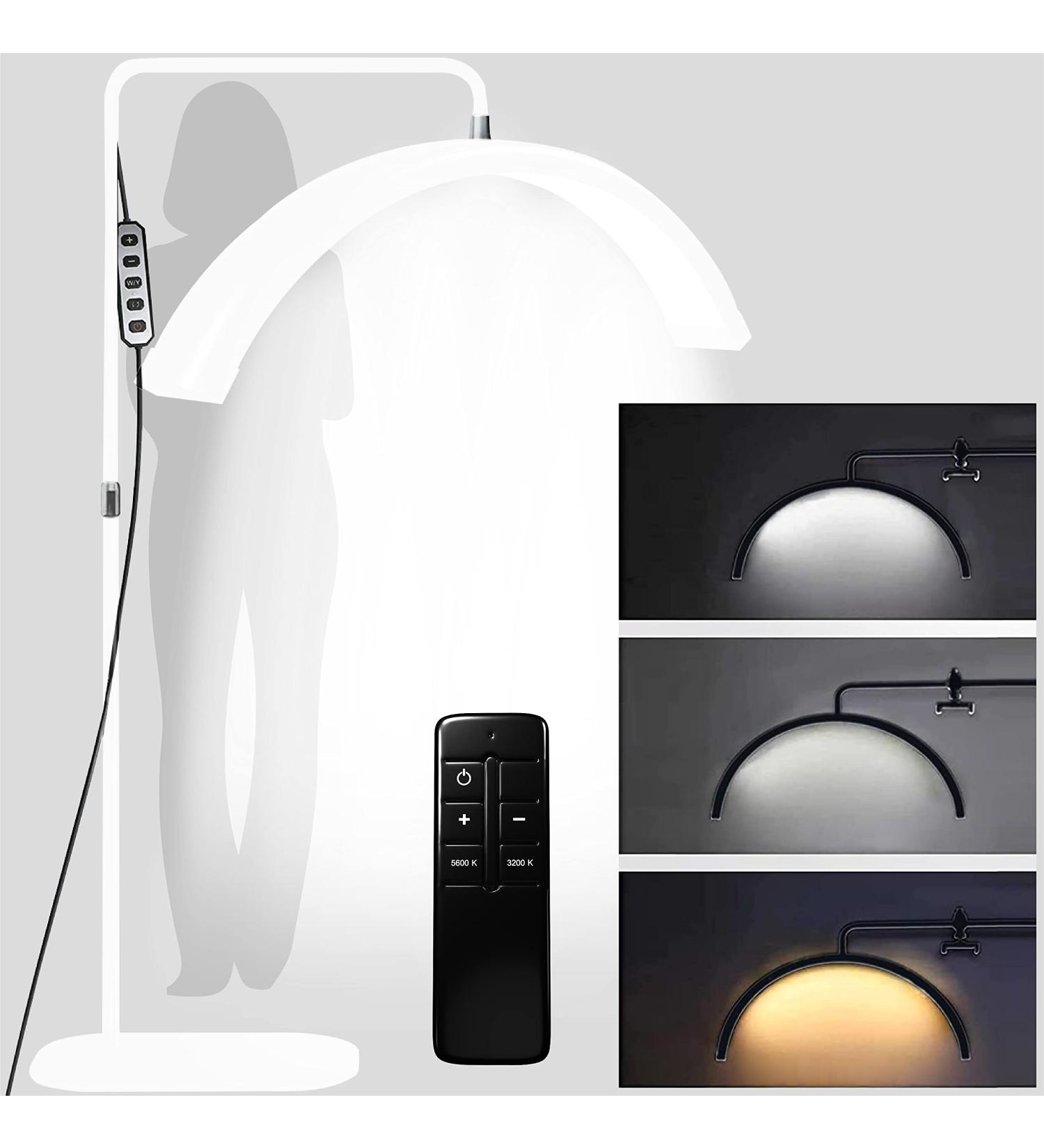 Toyshi Eyelash LED Half Moon Floor Lamp - Perfect Lighting for Beauty, Skincare, Lashes, Eyebrows, and Content Creation (White) - Buy Online on GoSupps.com