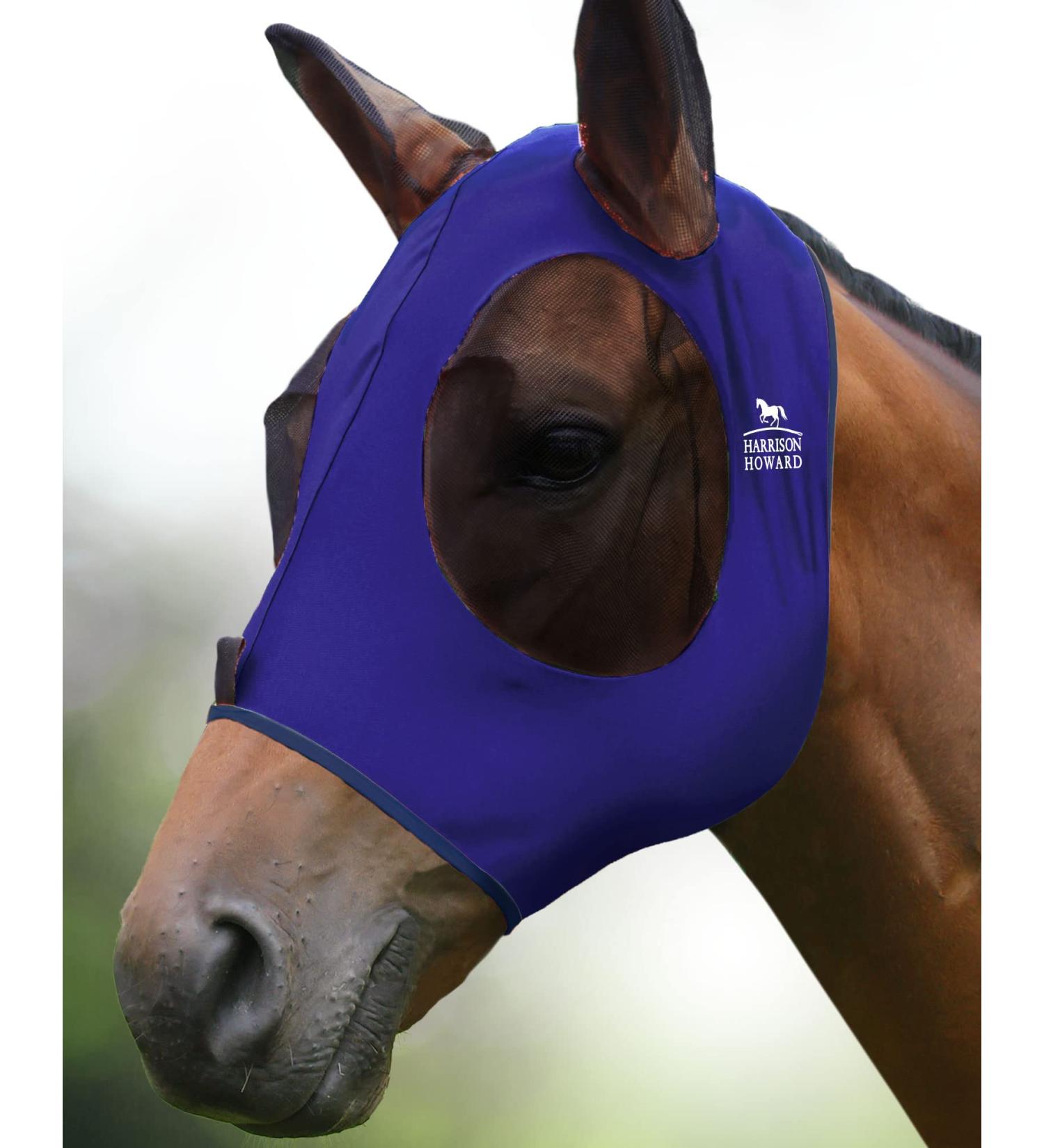 Buy Harrison Howard Fly Mask for Horses - Comfortable UV & Ear Protection - Marine Blue Full Size (Large) - Buy Online on GoSupps.com