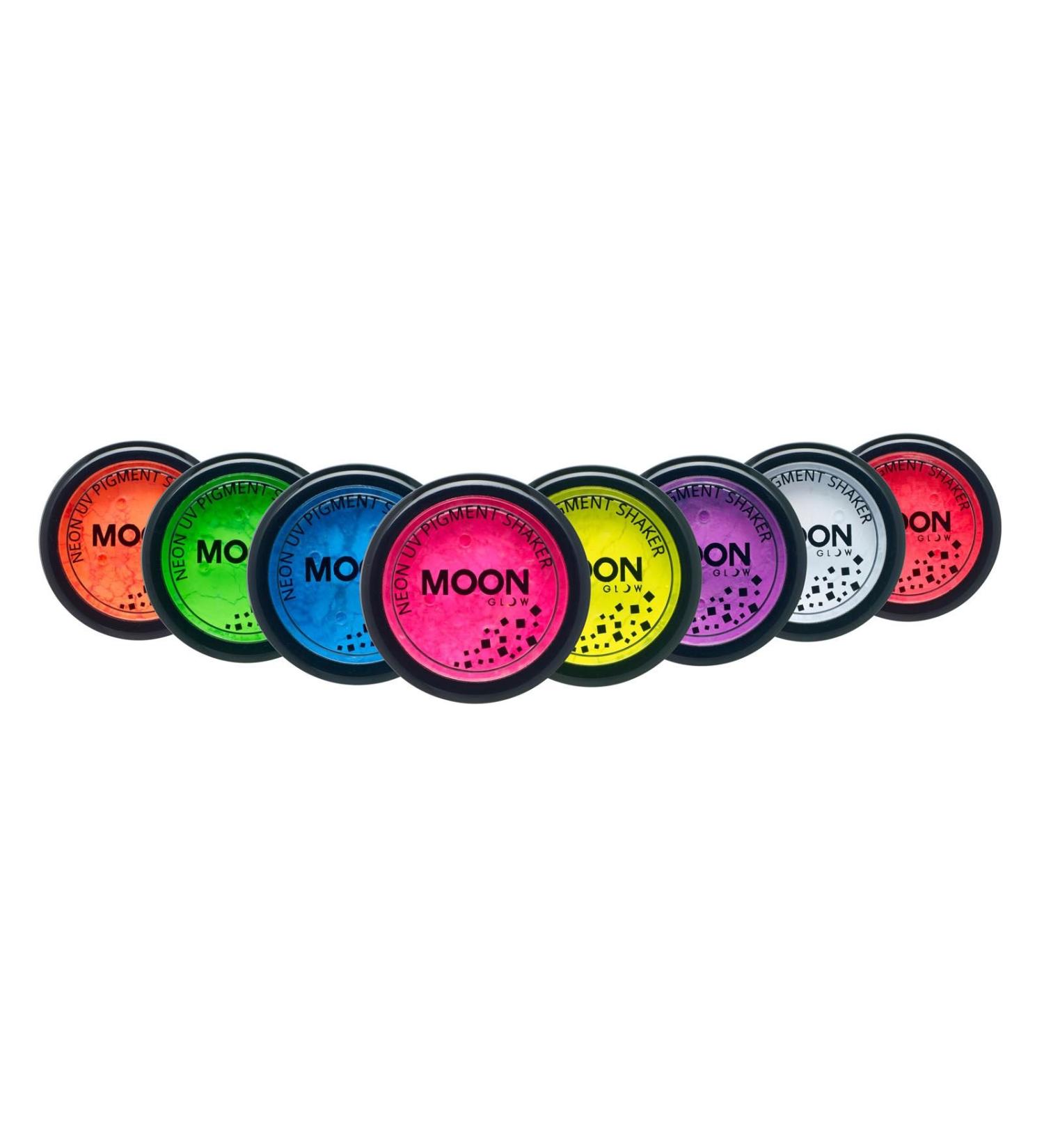 Moon Glow Neon UV Pigment Powder - Orange & Yellow Cosmetic Eyeshadow | 8-Piece Set for Face Eyes & Body - International Shipping Available - Buy Online on GoSupps.com