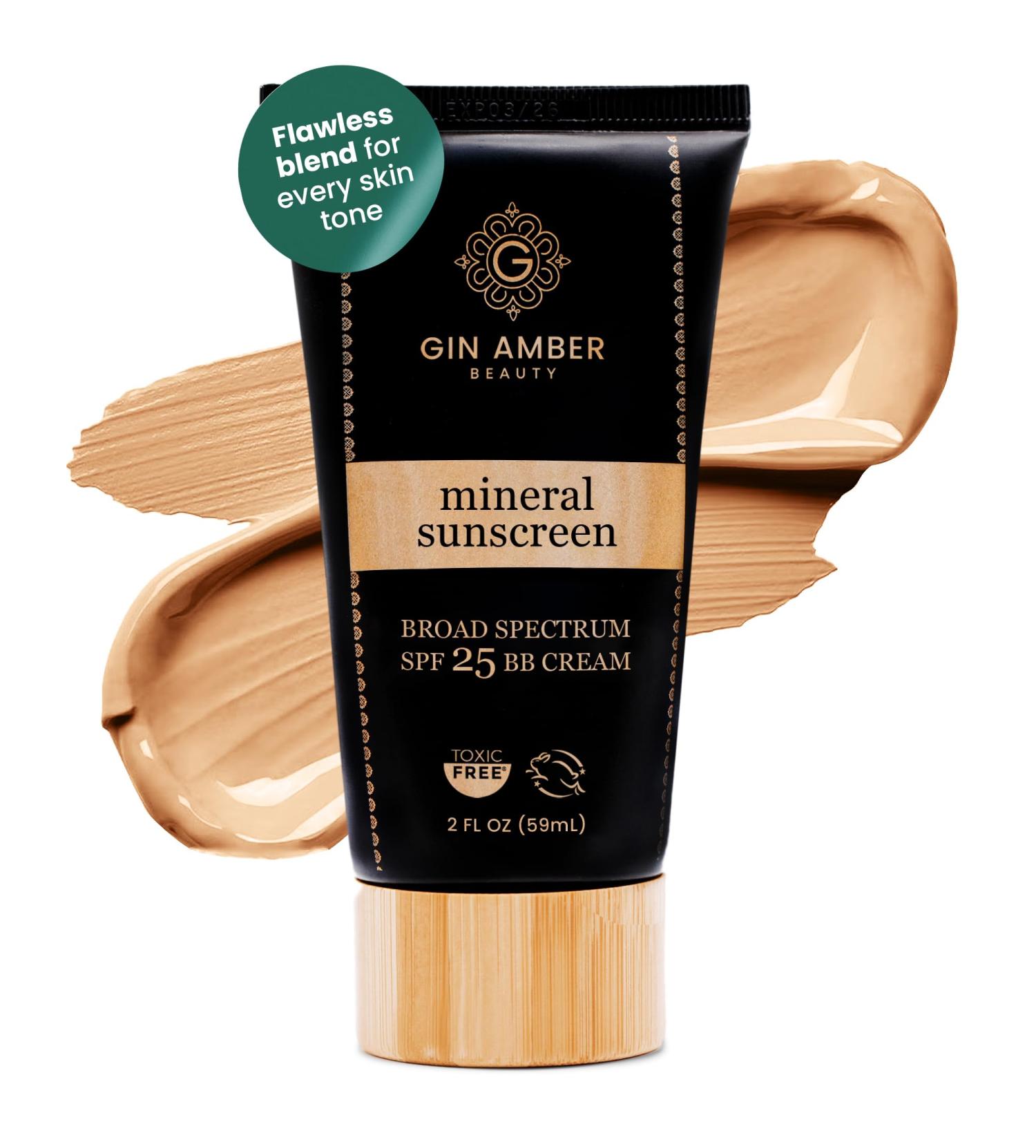 Buy Gin Amber Beauty Mineral Tinted SPF 25 - Toxic Free Sunscreen & BB Cream for Sensitive Skin | Revolutionary Zinc Oxide Formula - Buy Online on GoSupps.com