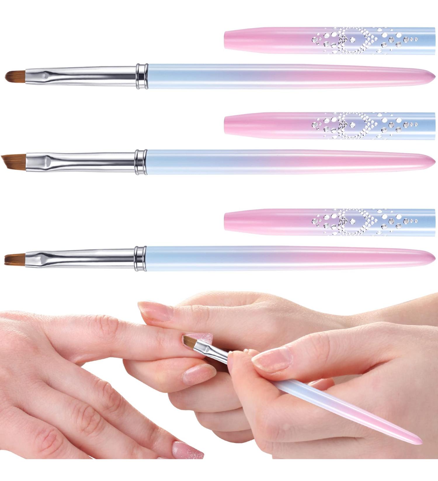 ANCIRS 3 Pack Nail Cleaning Brushes - Round, Flat, Angled Head - Acetone Resistant for Nail Art, Cuticle Remover, Manicure Clean Up - 8mm, 8mm, 7.5mm - Buy Online on GoSupps.com