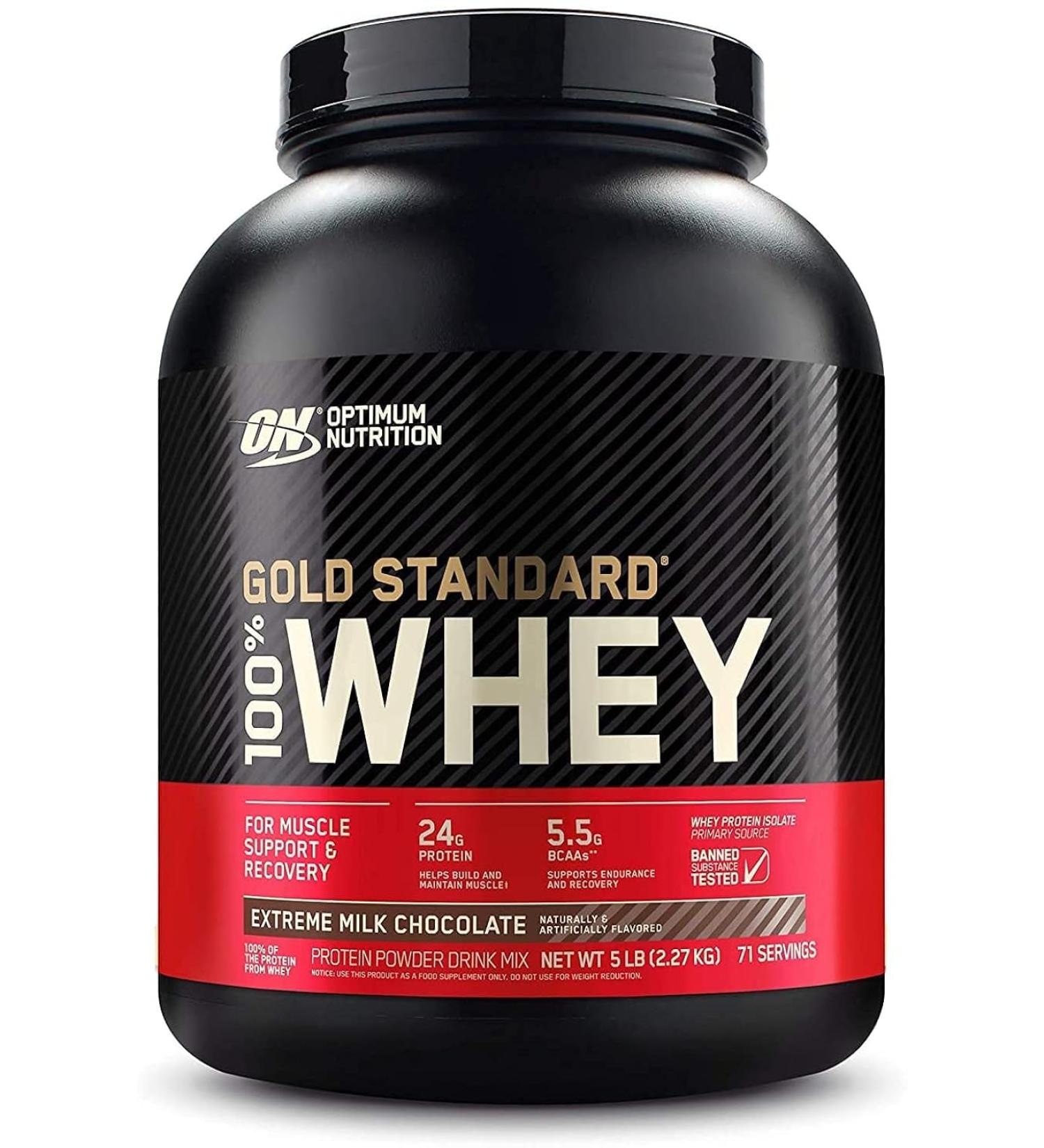 Buy Optimum Nutrition 100% Whey Gold Standard Chocolate 2.27 kg - Premium Protein Powder for International Shipping - Buy Online on GoSupps.com