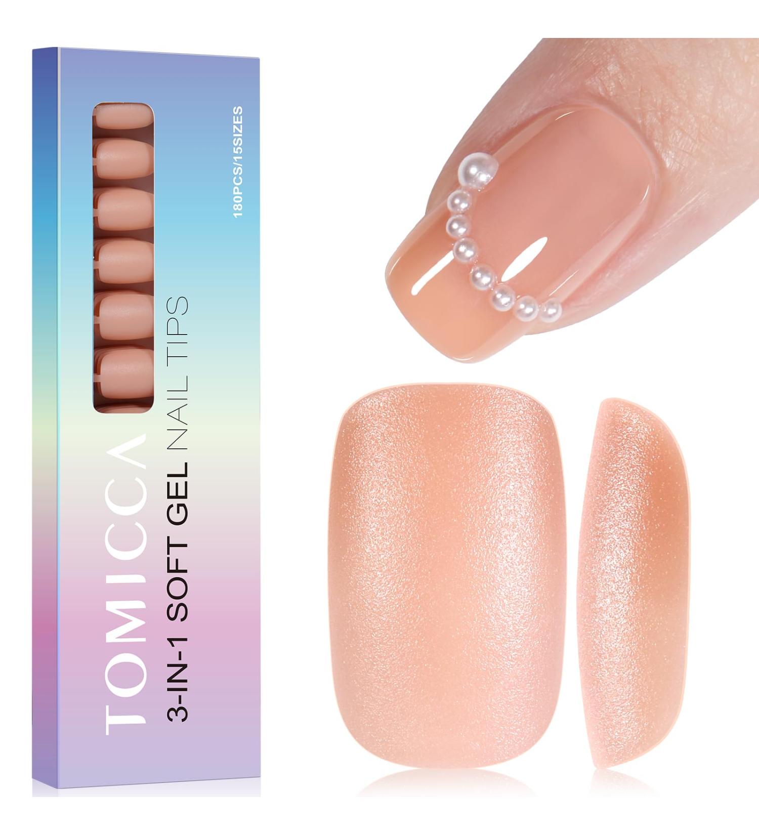 TOMICCA Short Square Nail Tips 180PCS Soft Gel Pre-colored Matte Full Coverage Nail Tips - Nude Short Square - 15 Sizes for Nail Art Extensions - Buy Online on GoSupps.com