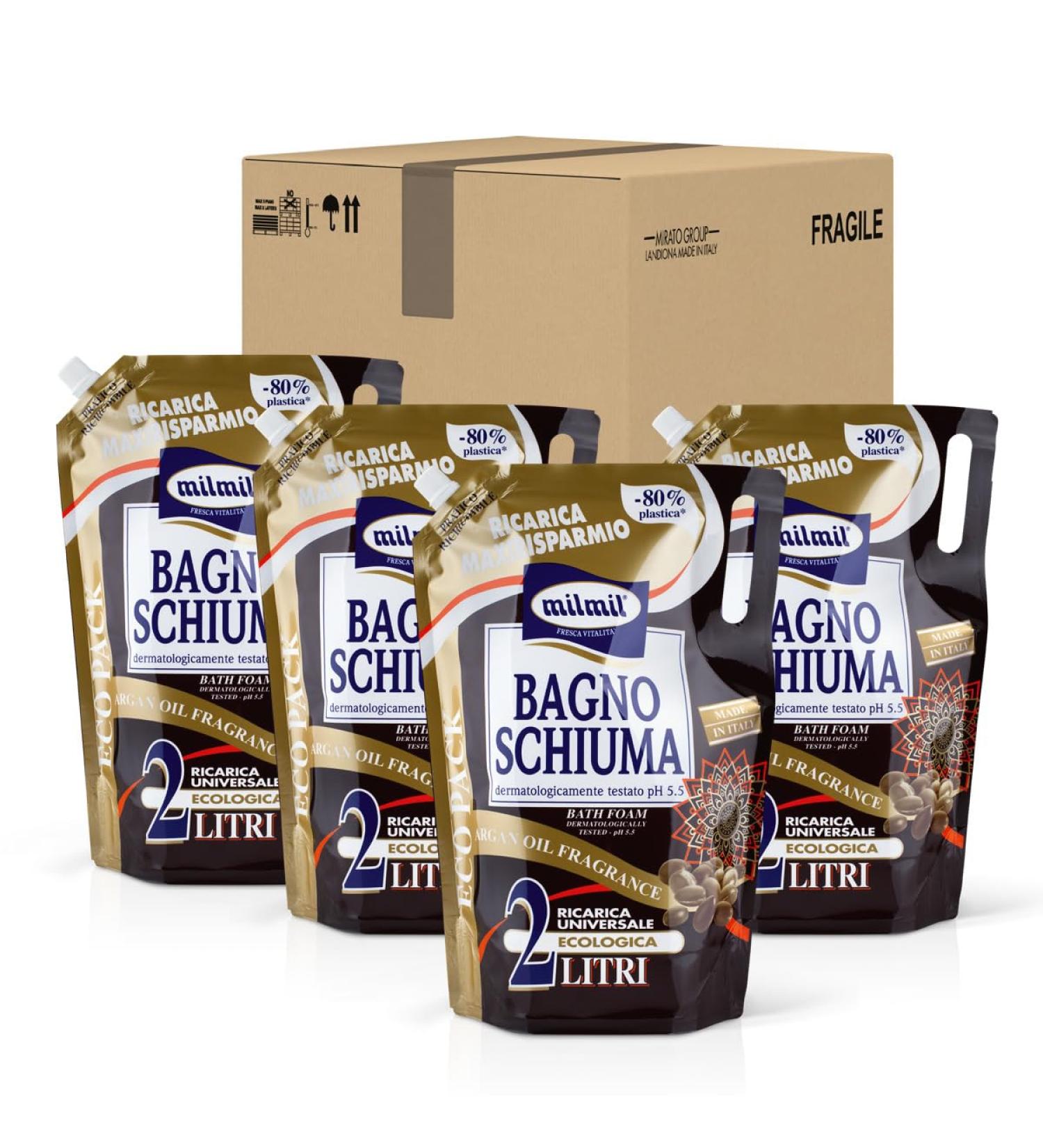 Milmil Milmil Foaming Bath Argan Oil Fragrance Universal Refill Maxi Saving 4 x 2000 ML