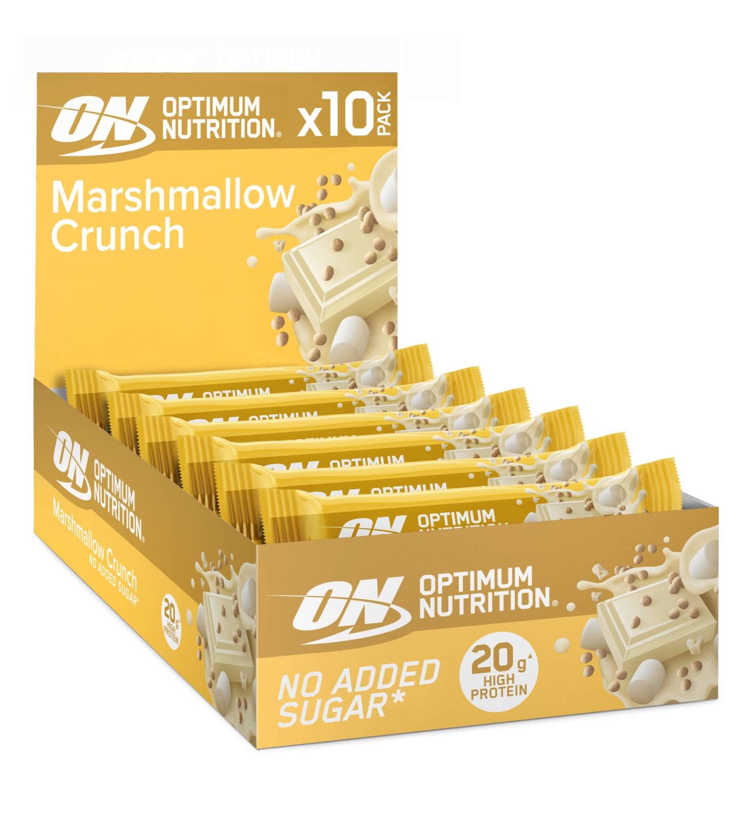 Optimum Nutrition Marshmallow Crunch Protein Bars 10-Pack | No Added Sugars | Pre & Post Workout Snack for Men and Women | On-the-Go Gym Fuel - Buy Online on GoSupps.com