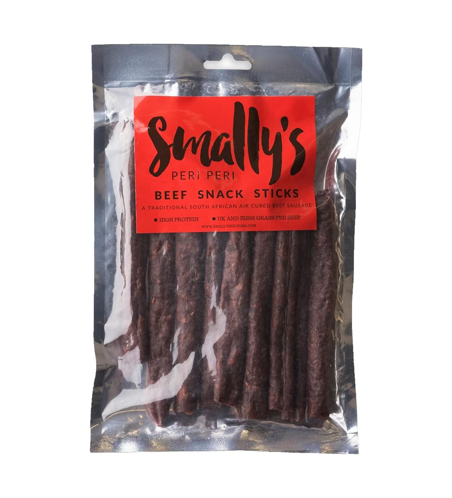 Smally's Biltong Peri Peri Flavour Beef Snack Sticks and Droewors Sausage 500g Pack - High Protein South African Beef Snack - Buy Online on GoSupps.com