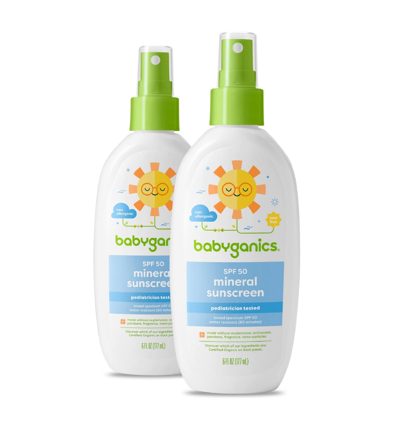 Babyganics SPF 50 Baby Sunscreen Spray | UVA UVB Protection, Octinoxate & Oxybenzone Free | Water Resistant 6oz (Pack of 2) - Buy Online on GoSupps.com