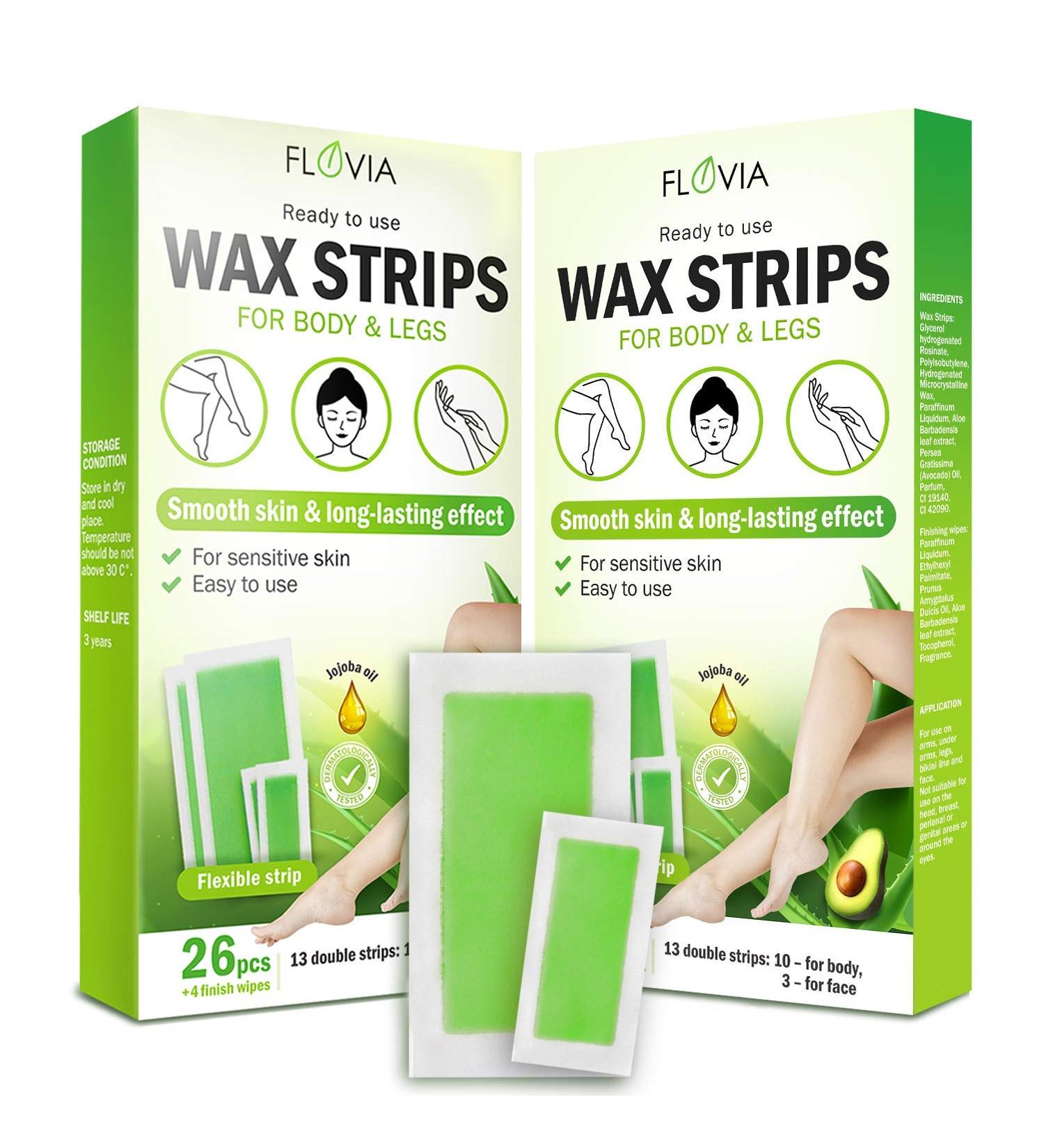 Wax Strips Hair Removal Kit for Women and Men - 52 Count - Facial, Eyebrow, Body, Arm, Leg, Brazilian, Underarm, Bikini - Hypoallergenic, Sensitive Formula - Home Waxing Solution for All Skin Types - Buy Online on GoSupps.com
