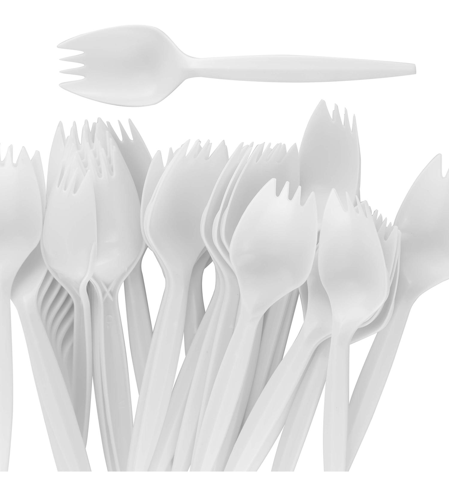 BPA-Free White Disposable Sporks 250 Pk. Recyclable  Eco-Friendly and Kid-Safe 2-in-1 Utensils Built Strong to Last Large Meals. Great for School Lunch  Picnics or Restaurant and Party Supply - Buy Online on GoSupps.com