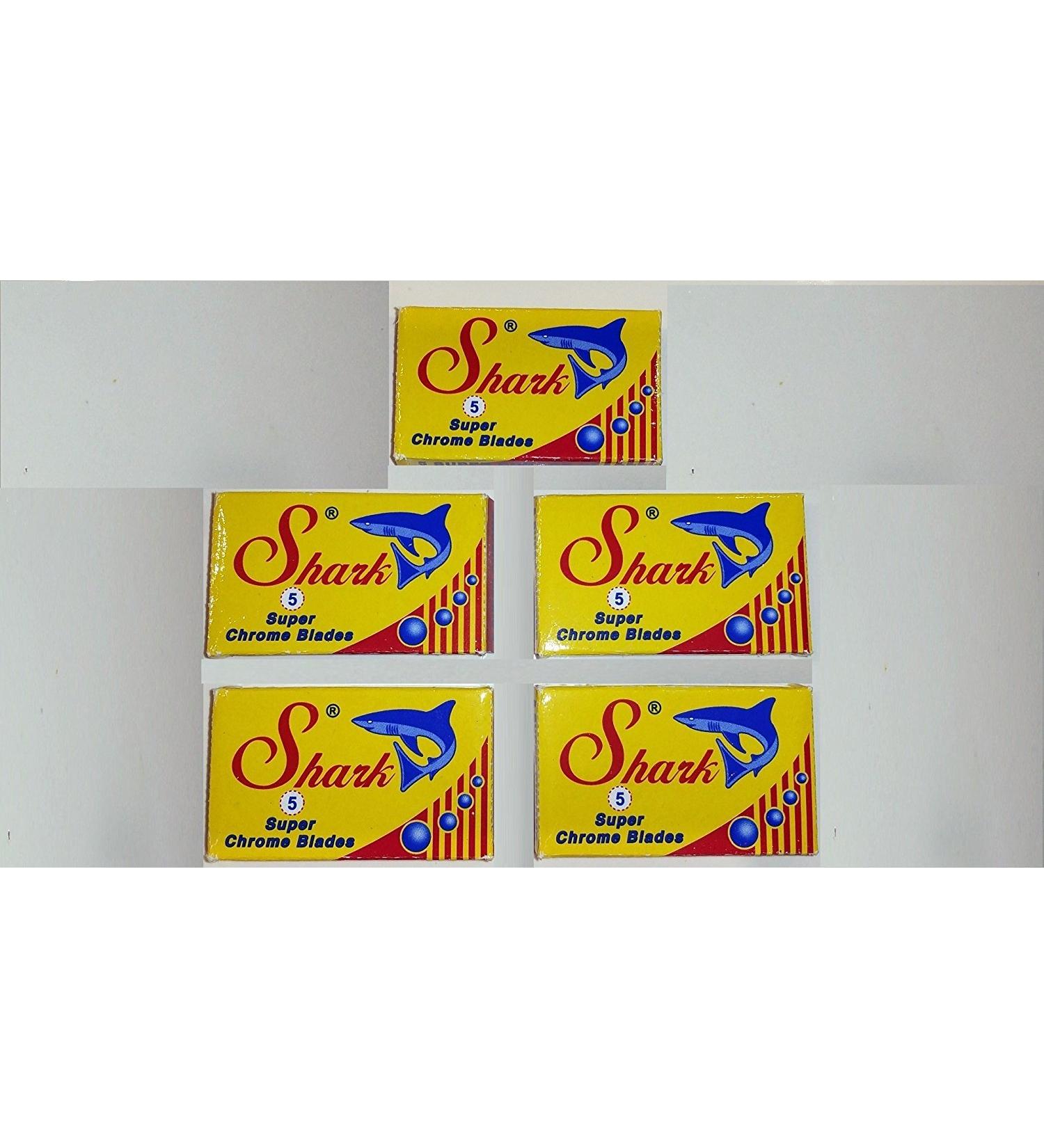 25 SHARK SUPER CHROME DOUBLE EDGE SAFETY RAZOR BLADES