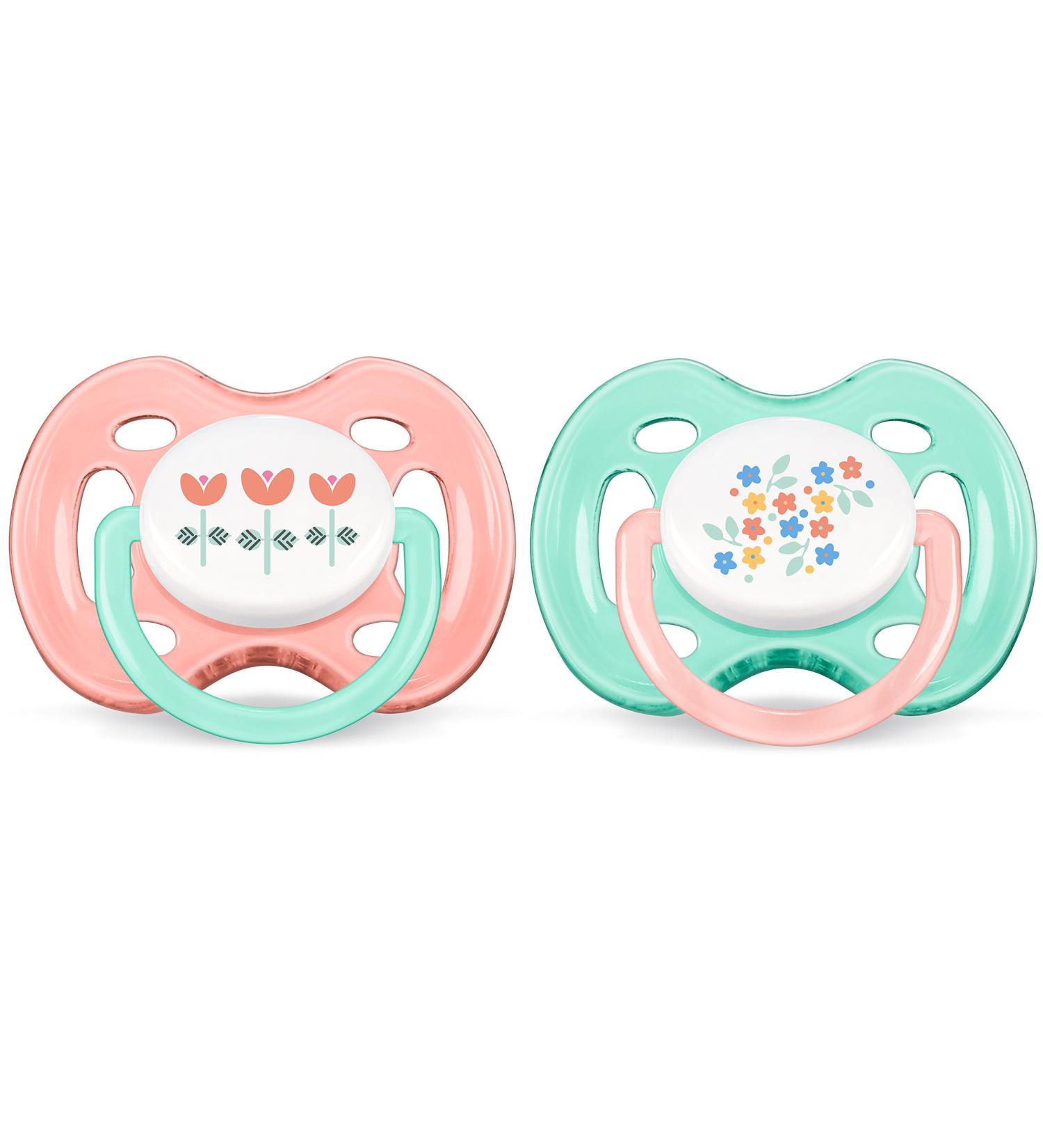 Philips AVENT SCF172/02 Pacifier Freeflow for Girls (0-6 Months) - Multi-Coloured Floral Design | International Shipping Available - Buy Online on GoSupps.com