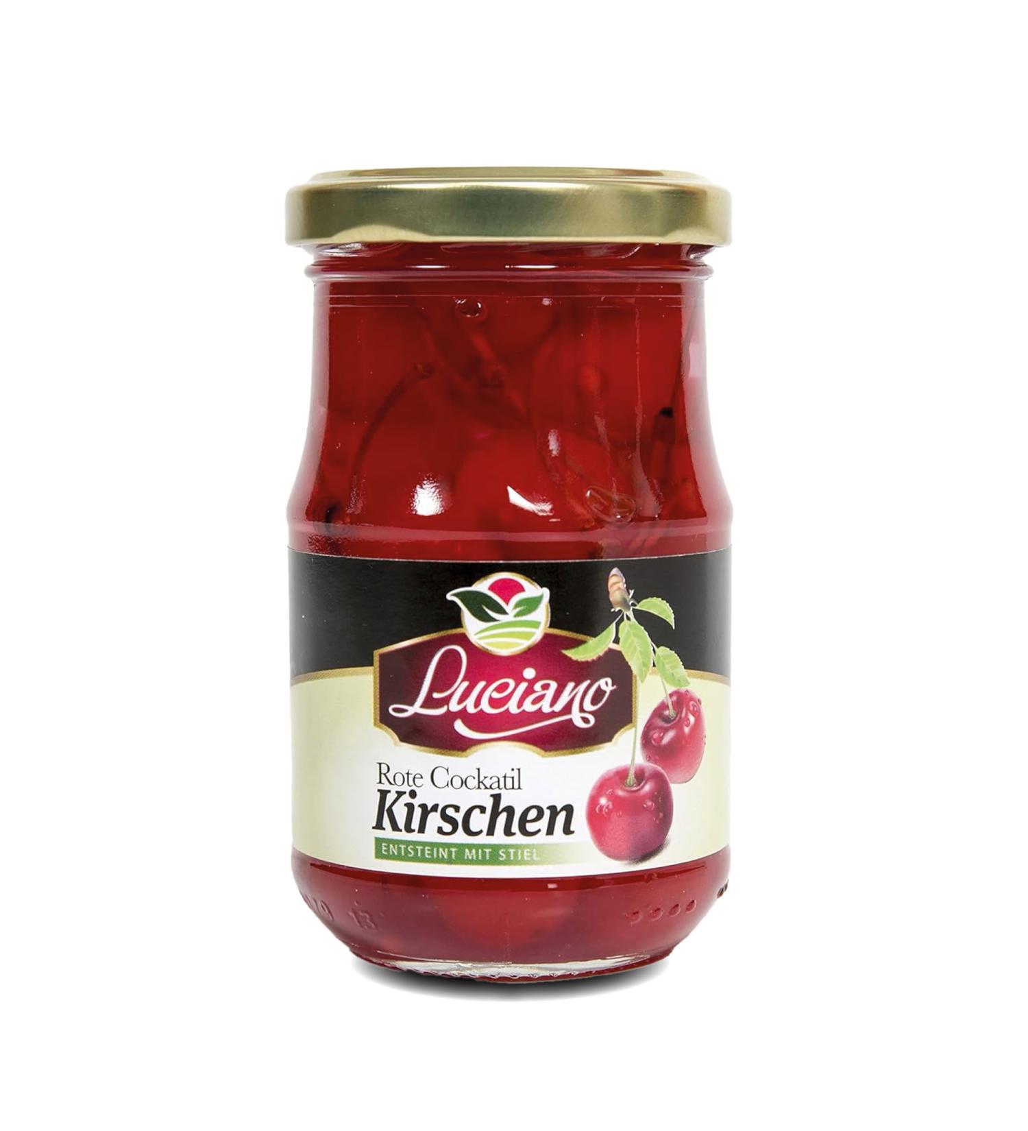 Luciano Cocktail Cherries 125g - Premium Maraschino Sour Cherries in Syrup | International Shipping Available - Buy Online on GoSupps.com