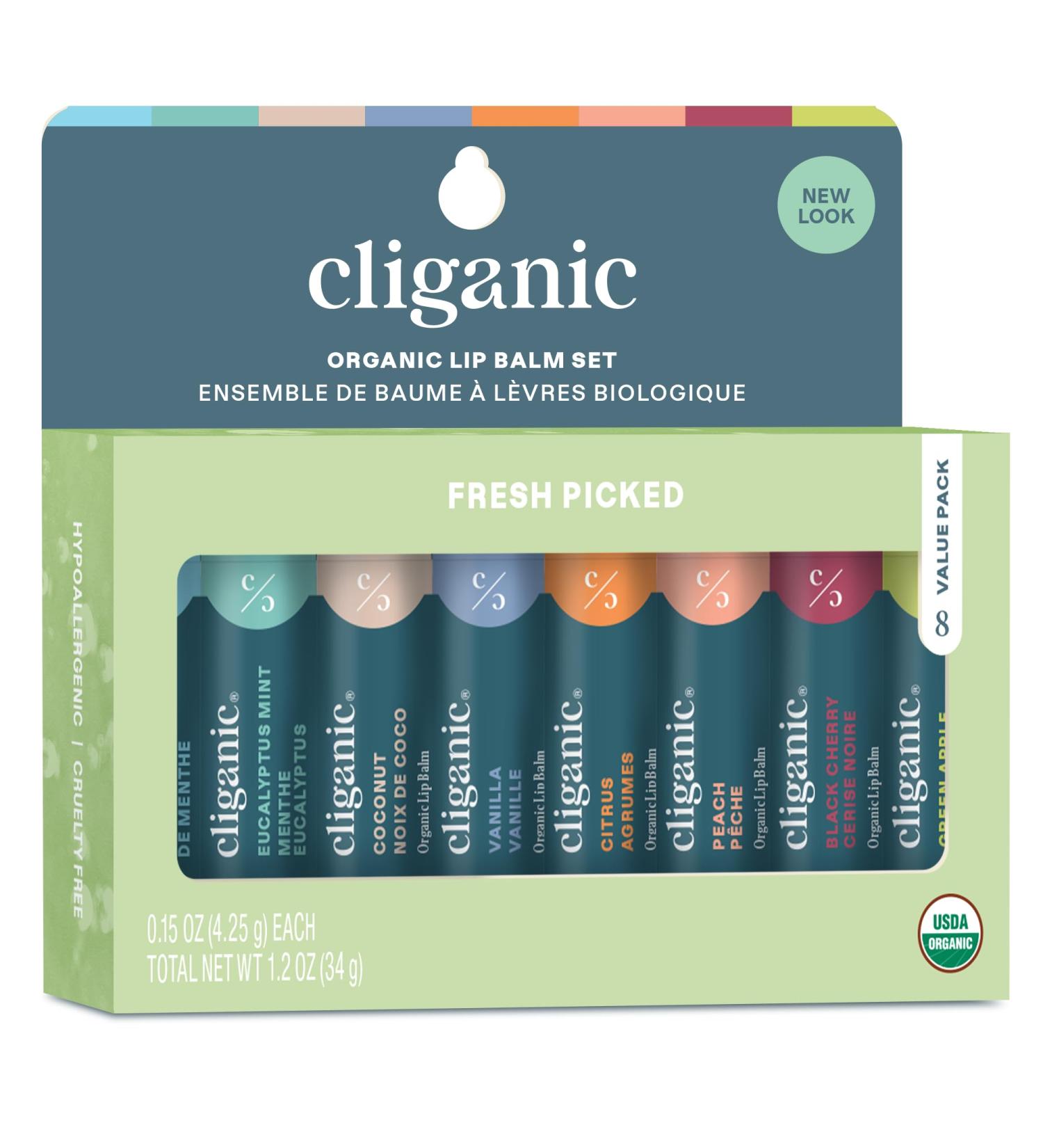 Cliganic Organic Lip Balm Set (Fresh Picked 8 Flavors) - 100% Natural Moisturizer for Cracked & Dry Lips 1 Count (Pack of 8) - Buy Online on GoSupps.com