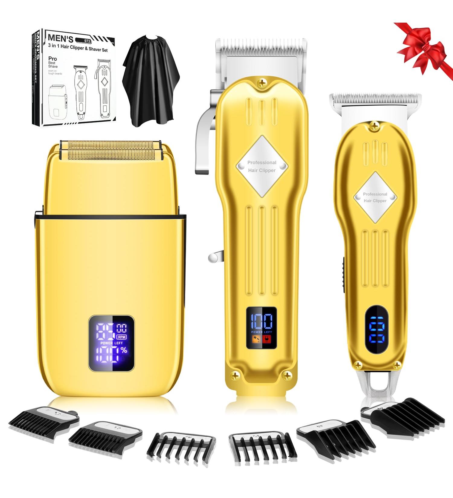 Zesuti Hair Clippers Set & Electric Shavers for Men Cordless Beard Trimmer Hair Trimmer Men's Beard Grooming Kit Professional Electric Razor Barber Hair Cutting Kit Gold - Buy Online on GoSupps.com
