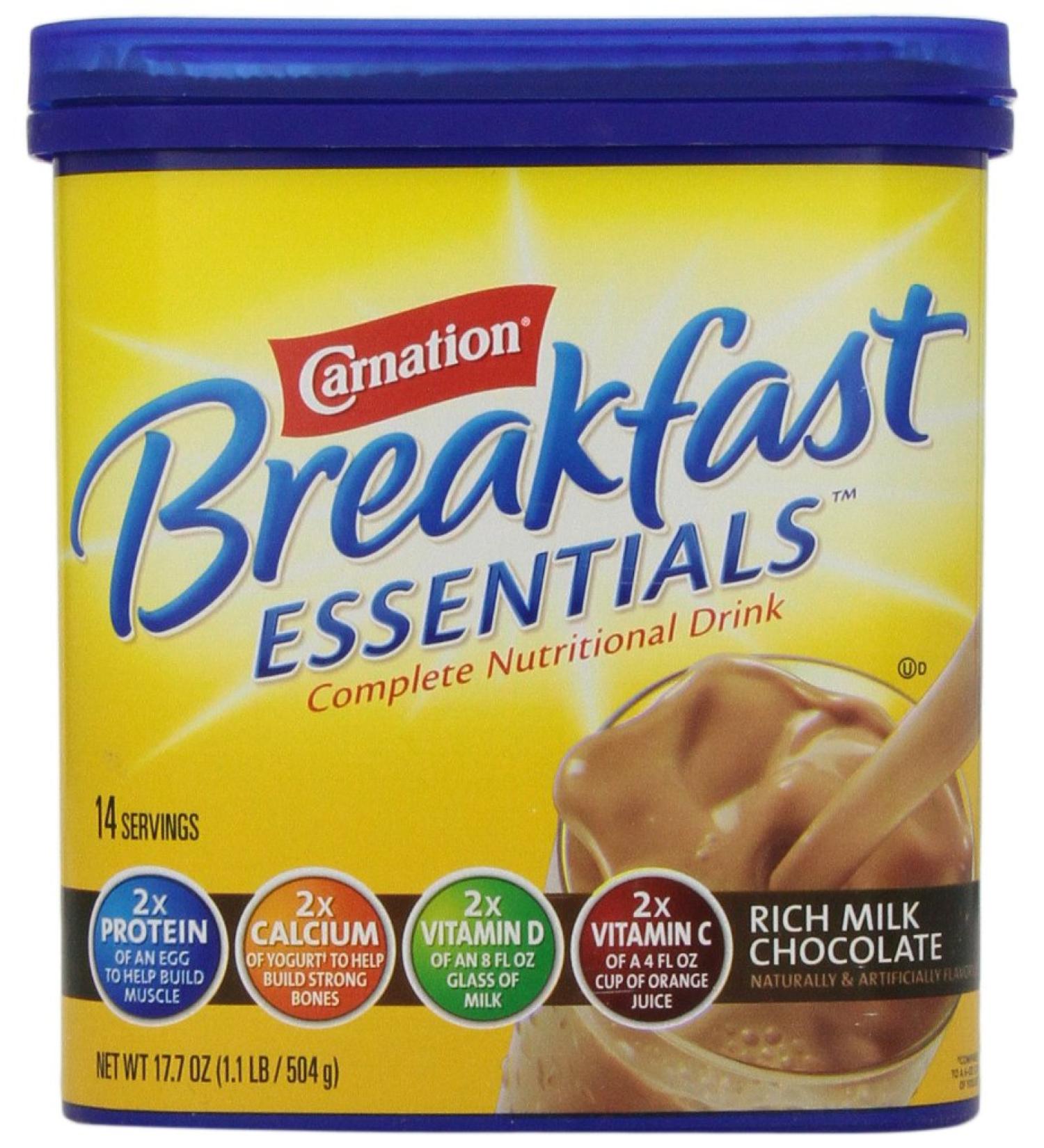 Carnation Breakfast Essentials Powder Drink Mix  Rich Milk Chocolate  17.7 Ounce Jar (Packaging May Vary) - Buy Online on GoSupps.com