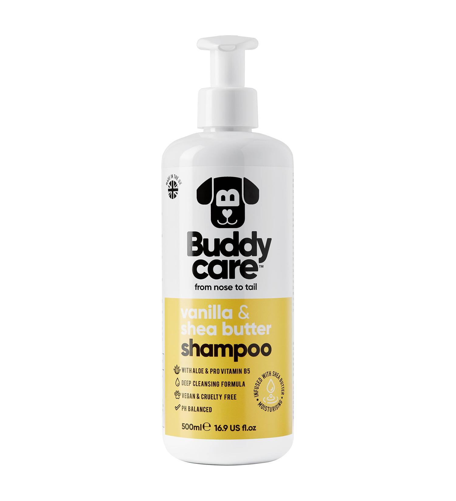 Buddycare Vanilla & Shea Butter Dog Shampoo - Moisturizing Aloe Vera Formula - 500ml - Buy Online on GoSupps.com