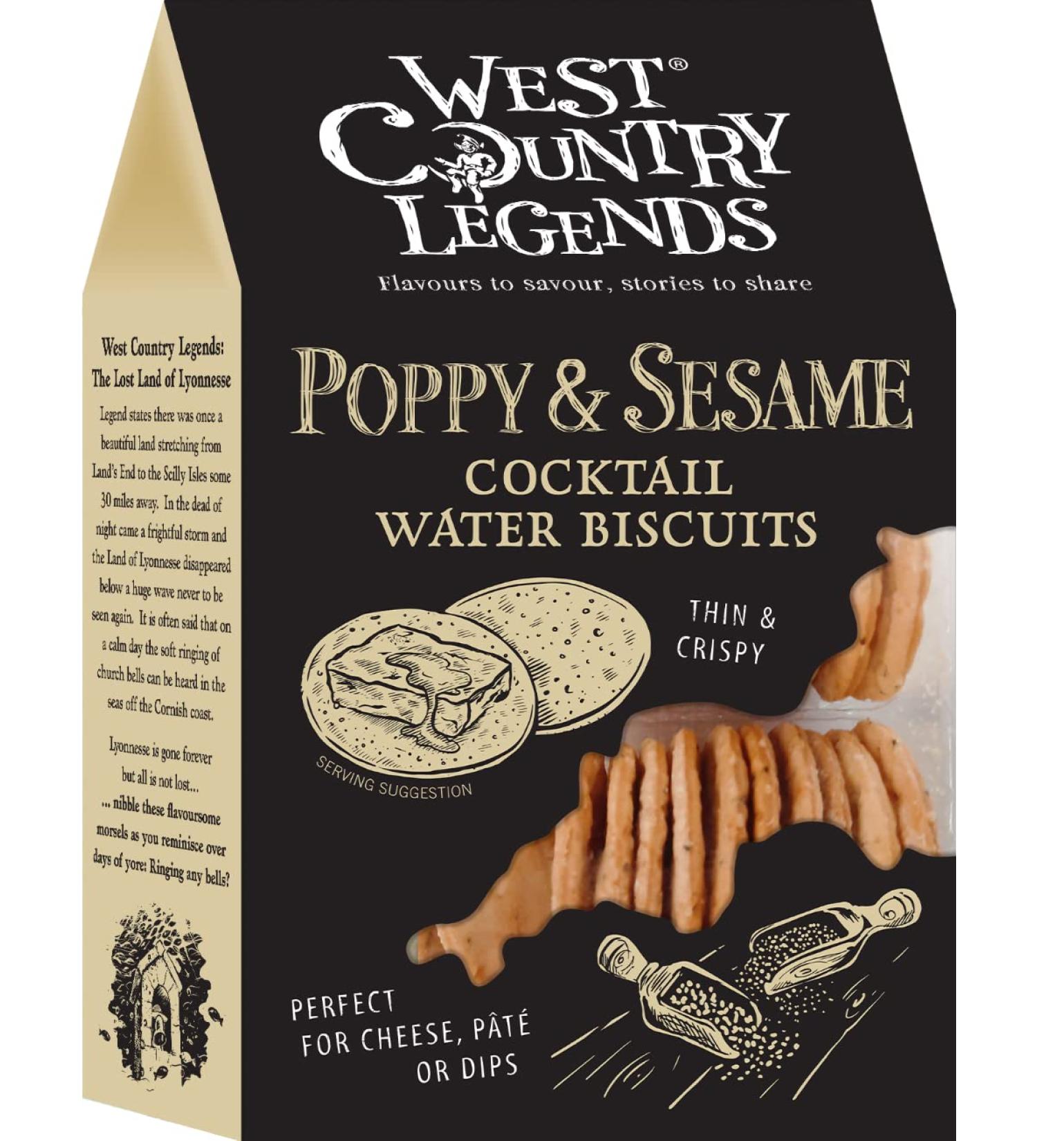 West Country Legends Poppy & Sesame Cocktail Water Bisc 100g